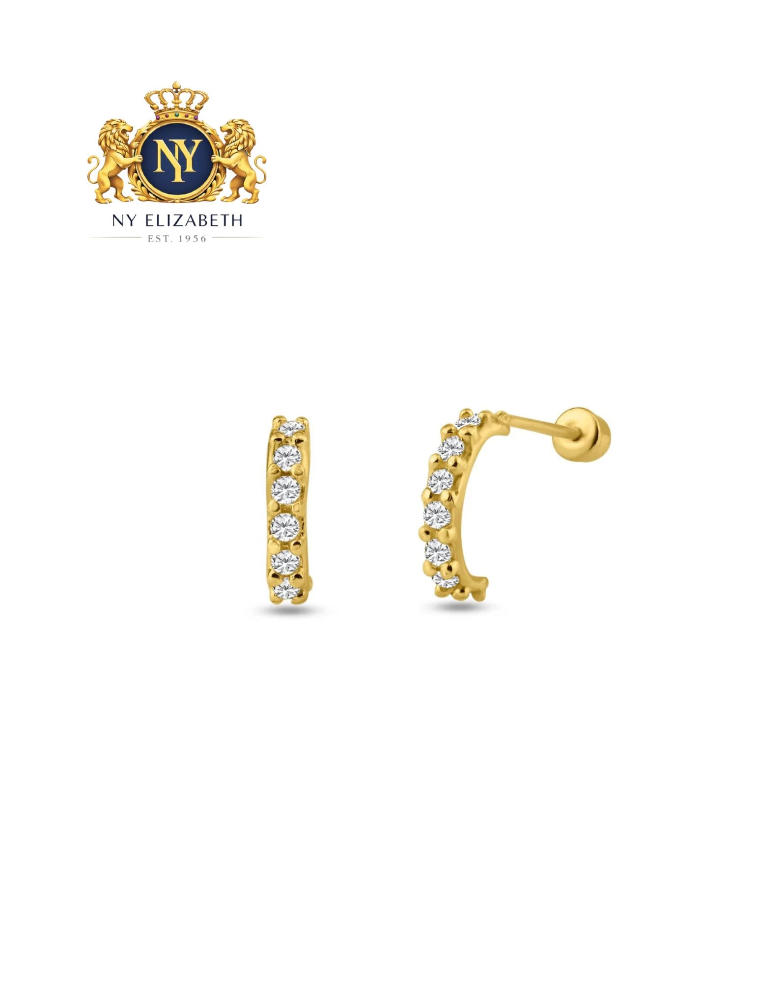 14 KARAT YELLOW GOLD SEMI HOOP SCREW BACK EARRING: 14 Karat Yellow Gold Semi Hoop CZ Screw Back Earring Metal: 14k Gold Dimensions: 1.7mm x 8.4mm Length: None Accessories: None Notice: When purchasing pre-owned goods, please refer to the photos of the
