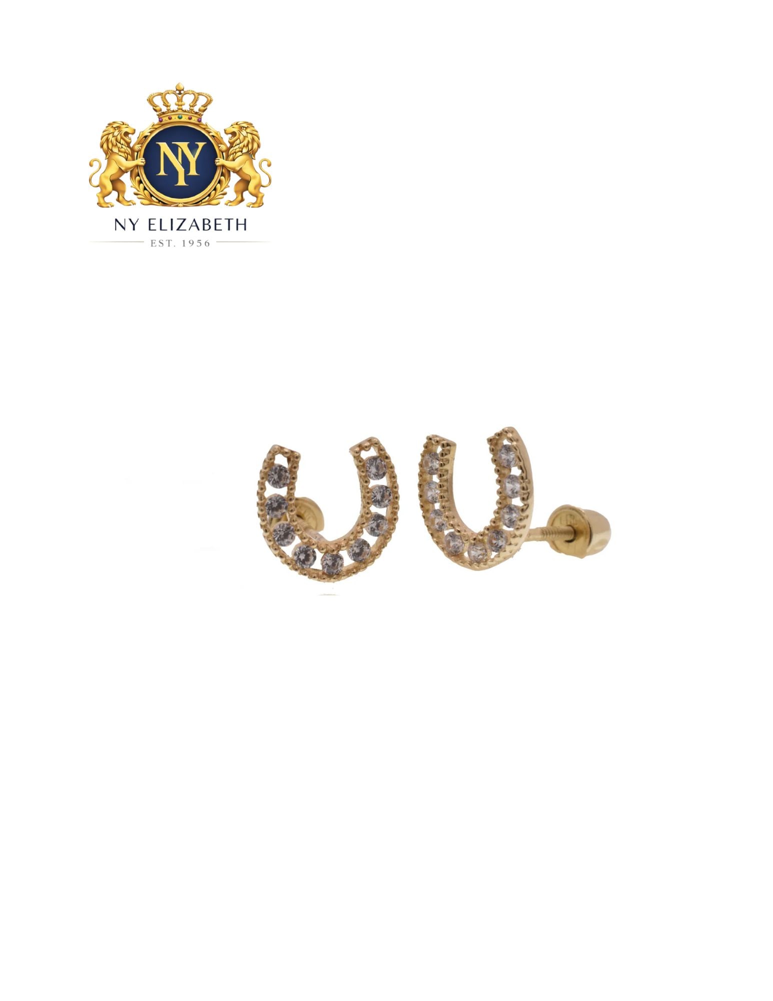14 KARAT YELLOW GOLD HORSESHOE CLEAR SCREW BACK EARRING: 14 Karat Yellow Gold Horseshoe Clear CZ Screw Back Earring Metal: 14 Karat Gold Stone: Clear CZ Dimensions: 6.7mm Weight: 0.55 grams Length: None Accessories: None Notice: When purchasing