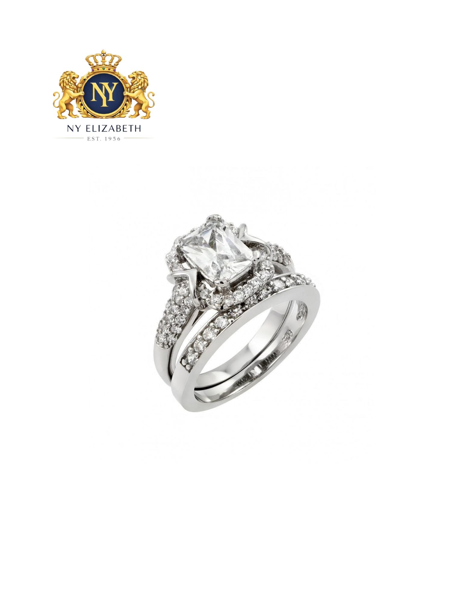 SILVER 925 RHODIUM PLATED CLEAR ENGAGEMENT RING PAIR SET: Silver 925 Rhodium Plated Clear CZ Engagement Ring Pair Set Metal: 925 Sterling Silver Plating: Nickel Free Rhodium Plated Stone: Clear Pave Square CZ Ring Size:: 6 US Accessories: None Notice: Whe