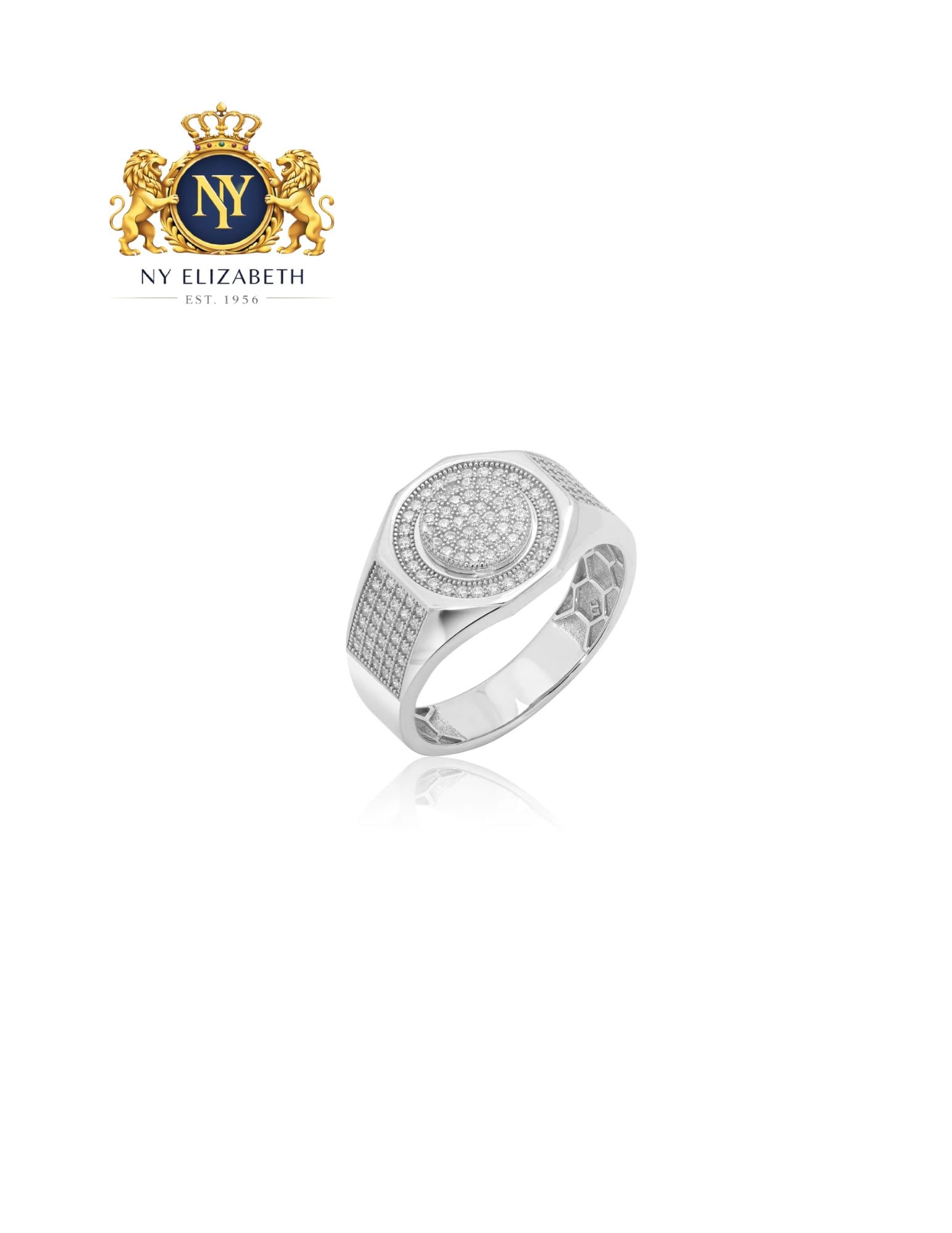 RHODIUM PLATED 925 STERLING SILVER MEN'S HEXAGON ROUND TOP RING: Rhodium Plated 925 Sterling Silver Men's Hexagon Round Top CZ Ring Metal: 925 Sterling Silver Plating: Nickel Free Rhodium Plated Stone: Clear CZ Stone Ring Size:: 11 US Accessories: None Notice: W