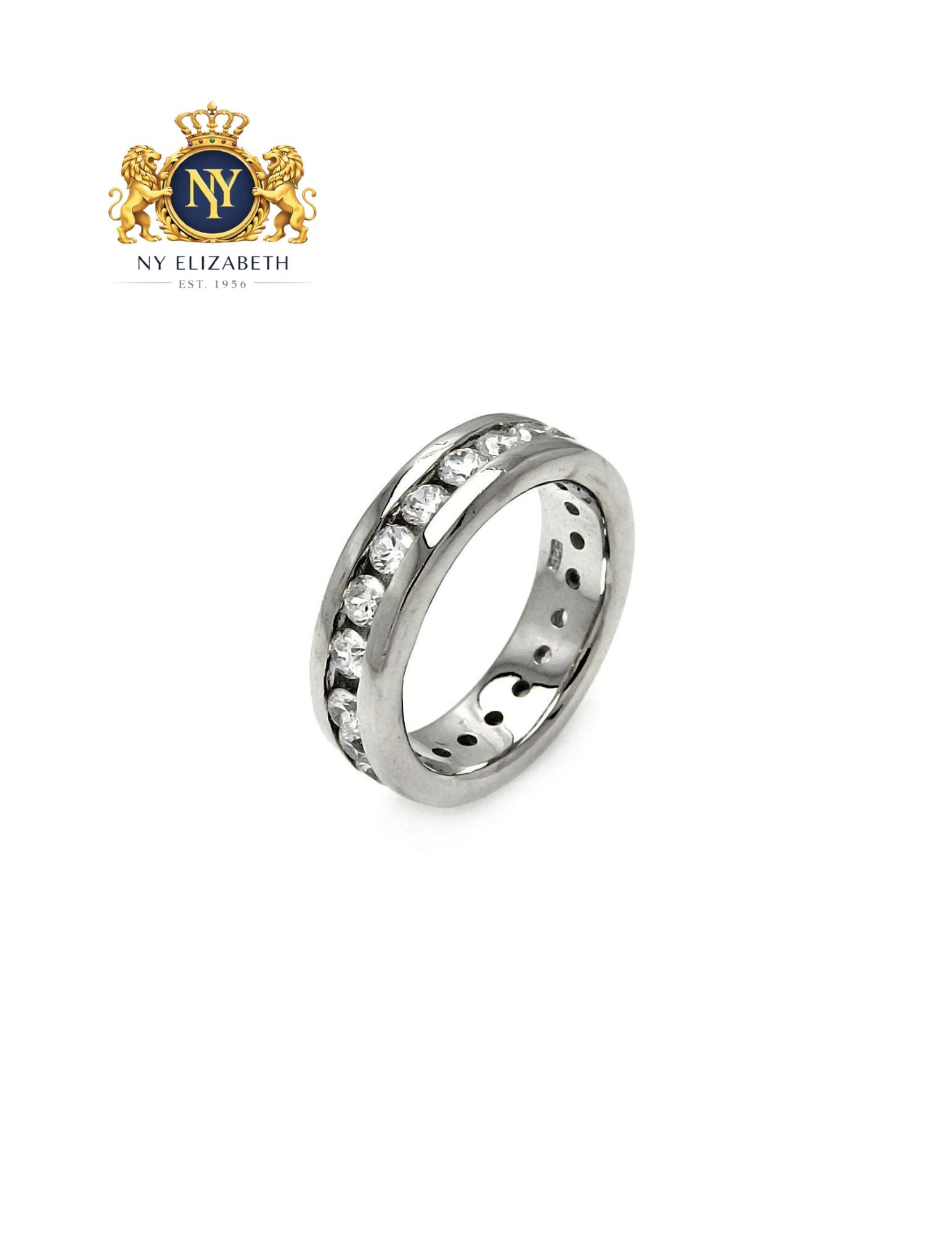 SILVER 925 RHODIUM PLATED CHANNEL SET RING: Silver 925 Rhodium Plated Channel Set CZ Ring Metal: 925 Sterling Silver Plating: Nickel Free Rhodium Plated Stone: Clear CZ Ring Size:: 9 US Accessories: None Notice: When purchasing pre-owned goo