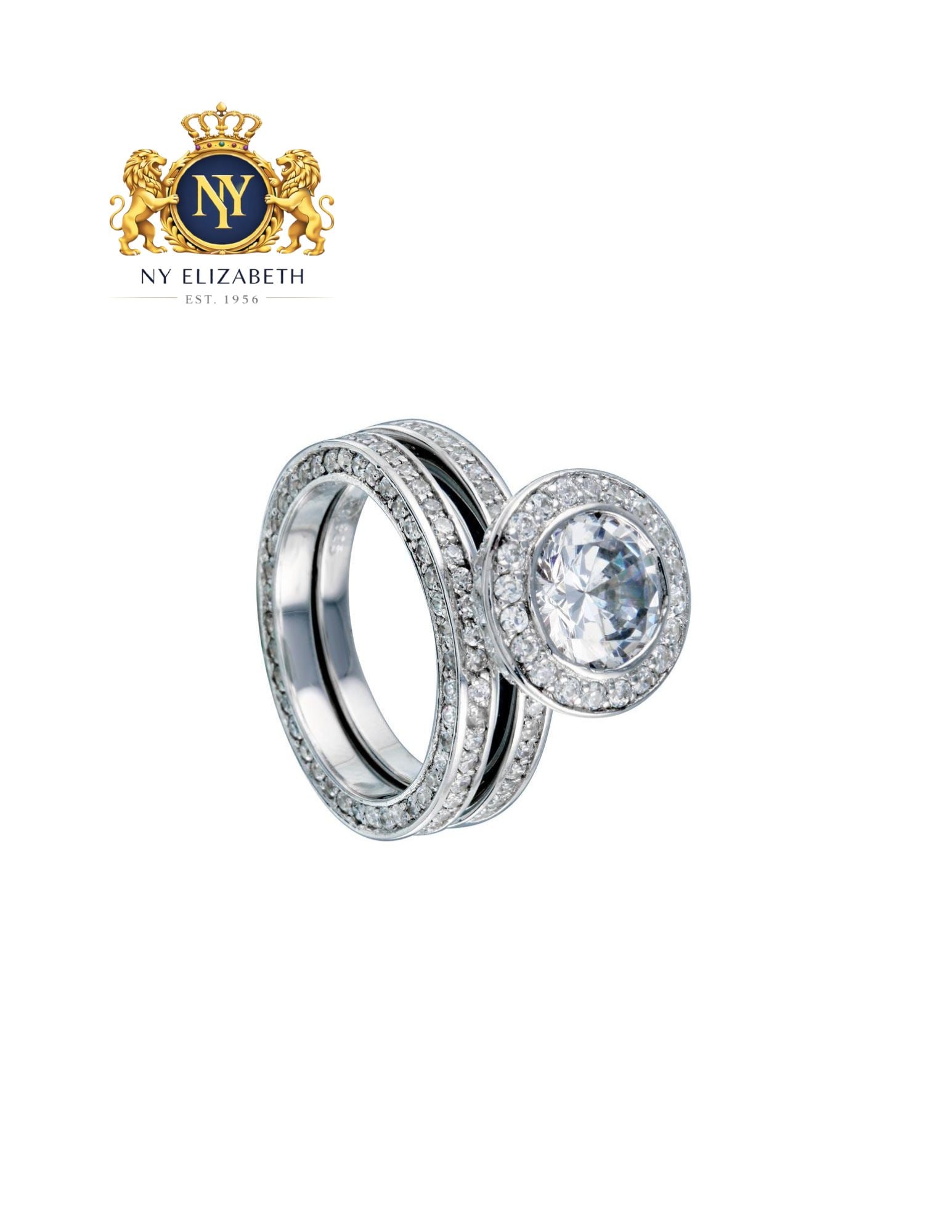 RHODIUM PLATED 925 STERLING SILVER CLEAR ROUND BRIDAL RING SET: Rhodium Plated 925 Sterling Silver Clear CZ Round Bridal Ring Set Metal: 925 Sterling Silver Plating: Nickel Free Rhodium Plated Stone: CZ Stones Ring Size:: 8 US Accessories: None Notice: When pur