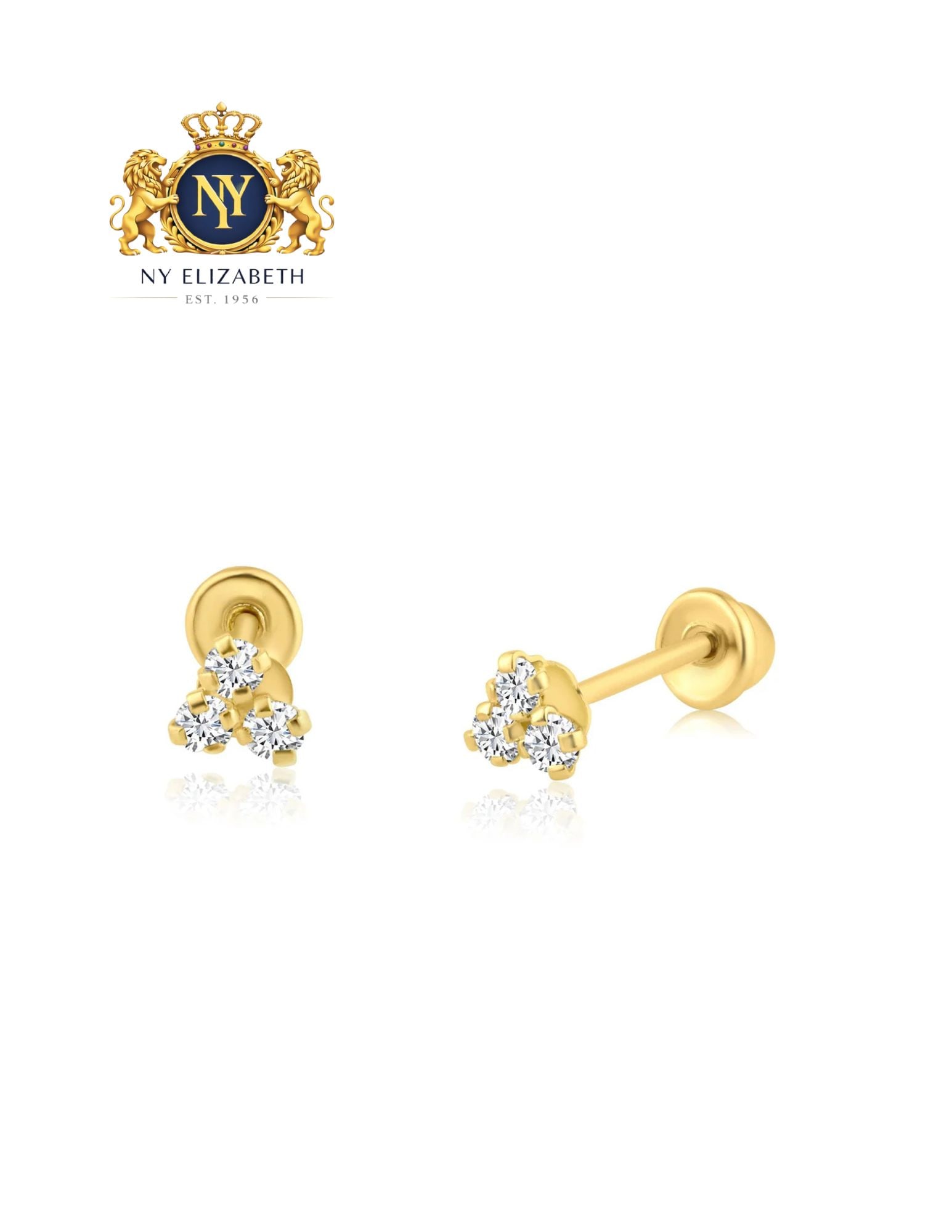 14 KARAT YELLOW GOLD 3 STUD SCREW BACK EARRING: 14 Karat Yellow Gold 3 CZ Stud Screw Back Earring Metal: 14k Gold Dimensions: 2.7mm Length: None Accessories: None Notice: When purchasing pre-owned goods, please refer to the photos of the items to c