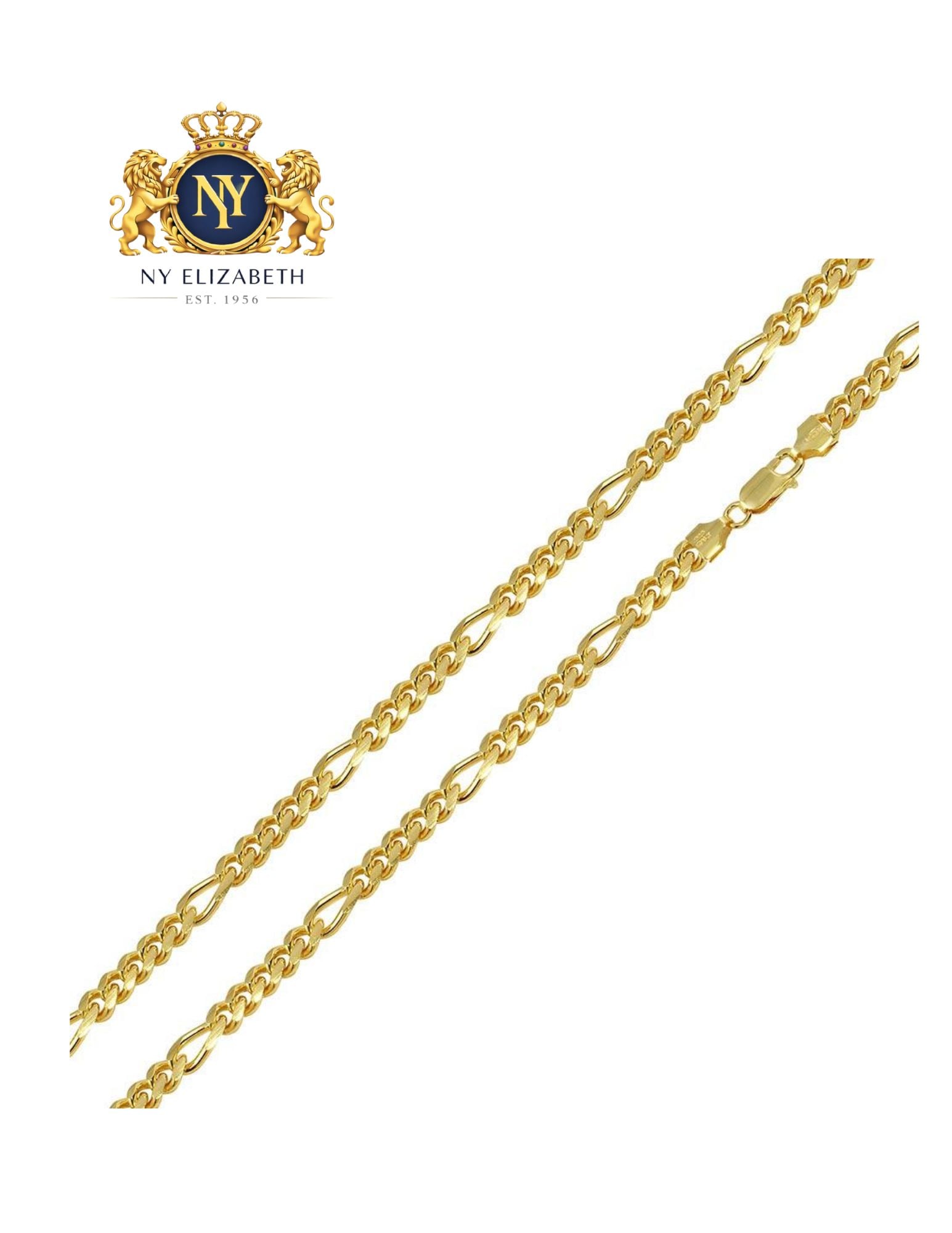 925 STERLING SILVER FIGARO CUBAN CHAIN: 925 Sterling Silver Figaro Cuban Chain Metal: 925 Sterling Silver Plating: Gold Plating Weight: 56.7 grams Length: 26Inches Accessories: None Notice: When purchasing pre-owned goods, please refer t