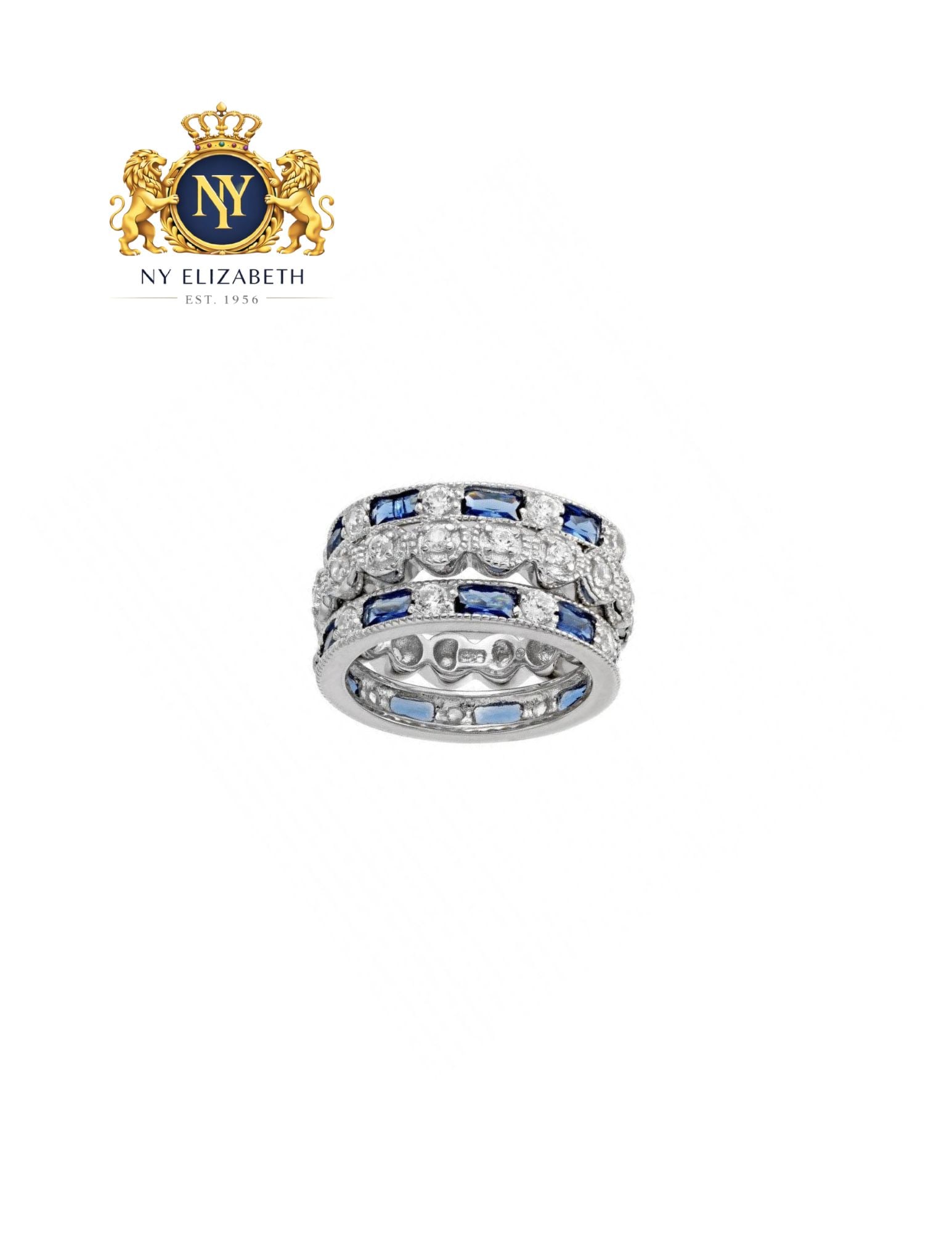 SILVER 925 RHODIUM PLATED BLUE AND ROUND CLEAR RING: Silver 925 Rhodium Plated Blue and Round Clear CZ Ring Metal: 925 Sterling Silver Plating: Nickel Free Rhodium Plated Stone: Clear CZ Stones Ring Size:: 8 US Accessories: None Notice: When purchasi