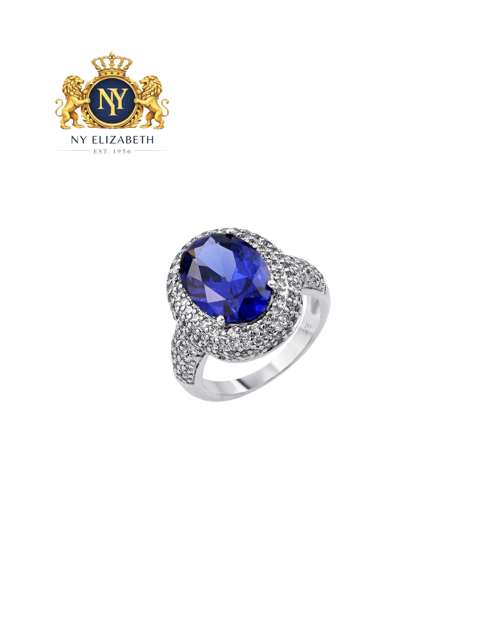 SILVER 925 RHODIUM PLATED BLUE OVAL CENTER AND CLEAR RING: Silver 925 Rhodium Plated Blue Oval Center and Clear CZ Ring Metal: 925 Sterling Silver Plating: Nickel Free Rhodium Plated Stone: CZ Stones Ring Size:: 5 US Accessories: None Notice: When purchasi