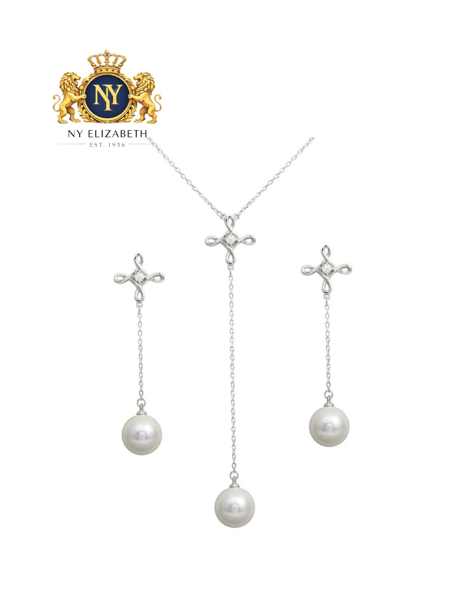 RHODIUM PLATED 925 STERLING SILVER WITH SYNTHETIC SET: Rhodium Plated 925 Sterling Silver CZ with Synthetic Set Metal: 925 Sterling Silver Plating: Nickel Free Rhodium Plated Stone: 3 Cubic Zirconia Stones and 3 Synthetic Pearls Dimensions: Pendant Dimens