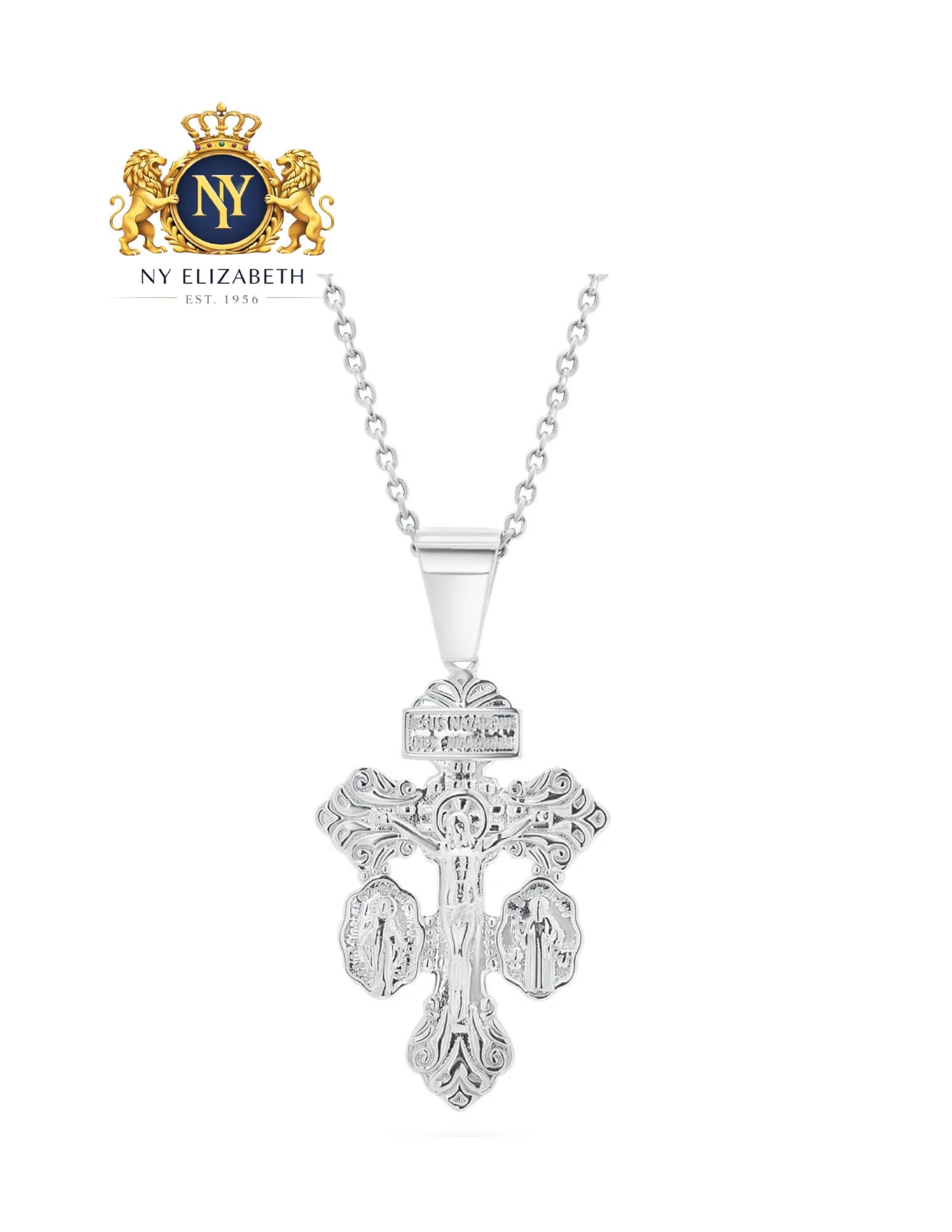 RHODIUM PLATED 925 STERLING SILVER DOUBLE PENDANT: Rhodium Plated 925 Sterling Silver Double Pendant Metal: 925 Sterling Silver Plating: Rhodium Plated Stone: Clear CZ Dimensions: 26mm x 42mm, Bail Inner Diameter: 8mm Weight: 6.5 grams Length: Non