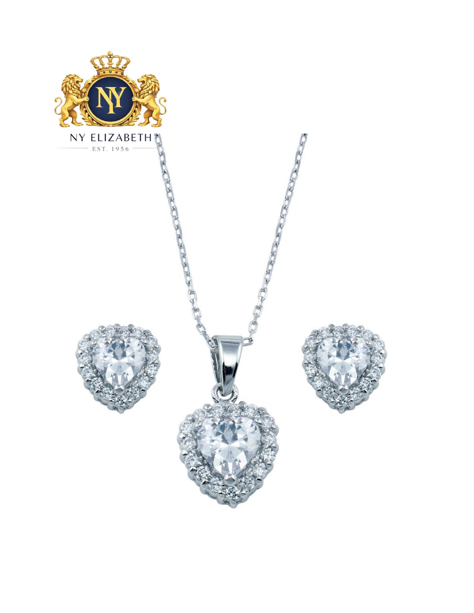 RHODIUM PLATED 925 STERLING SILVER HEART CLEAR SET: Rhodium Plated 925 Sterling Silver Heart Clear CZ Set Metal: 925 Sterling Silver Plating: Nickel Free Rhodium Plated Dimensions: Earring Dimensions: 11.3mm x 11.5mmPendant Dimensions: 11mm x 14mm Leng