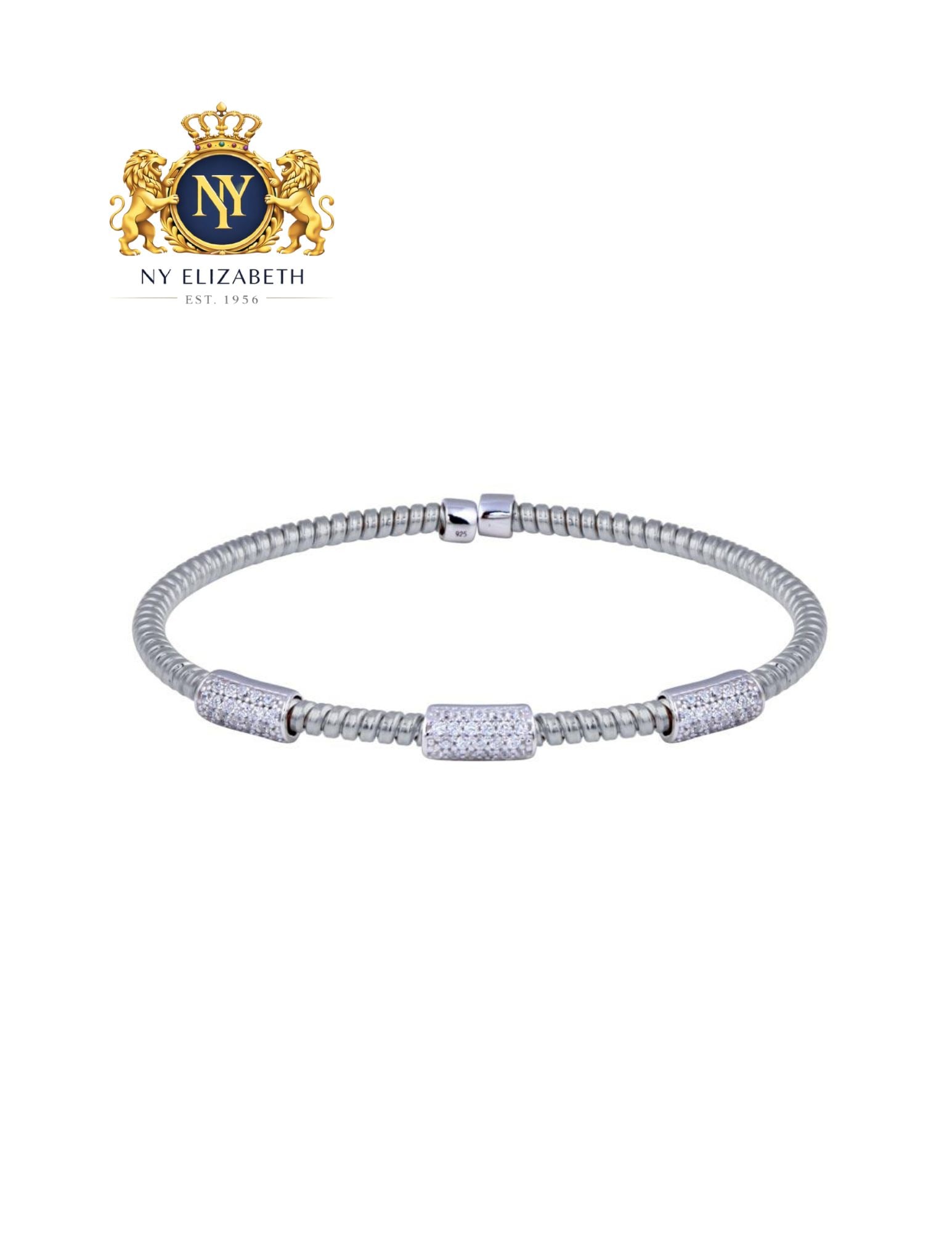 STERLING RHODIUM PLATED 925 STERLING SILVER BAR BRACELET: Sterling Rhodium Plated 925 Sterling Silver Bar CZ Bracelet Metal: 925 Sterling Silver Plating: Rhodium and Gold Plated Length: Adjustable Accessories: None Notice: When purchasing pre-owned goods, pl