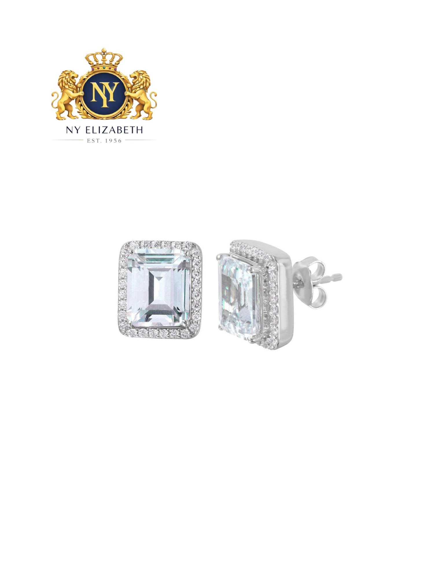 SILVER 925 RHODIUM PLATED ROUND SQUARE STUD EARRINGS: Silver 925 Rhodium Plated Round Square CZ Stud Earrings Metal: 925 Sterling Silver Plating: Nickle Free Rhodium Plated Stone: Clear CZ Stone Dimensions: 13mm x 11mm Length: None Accessories: None