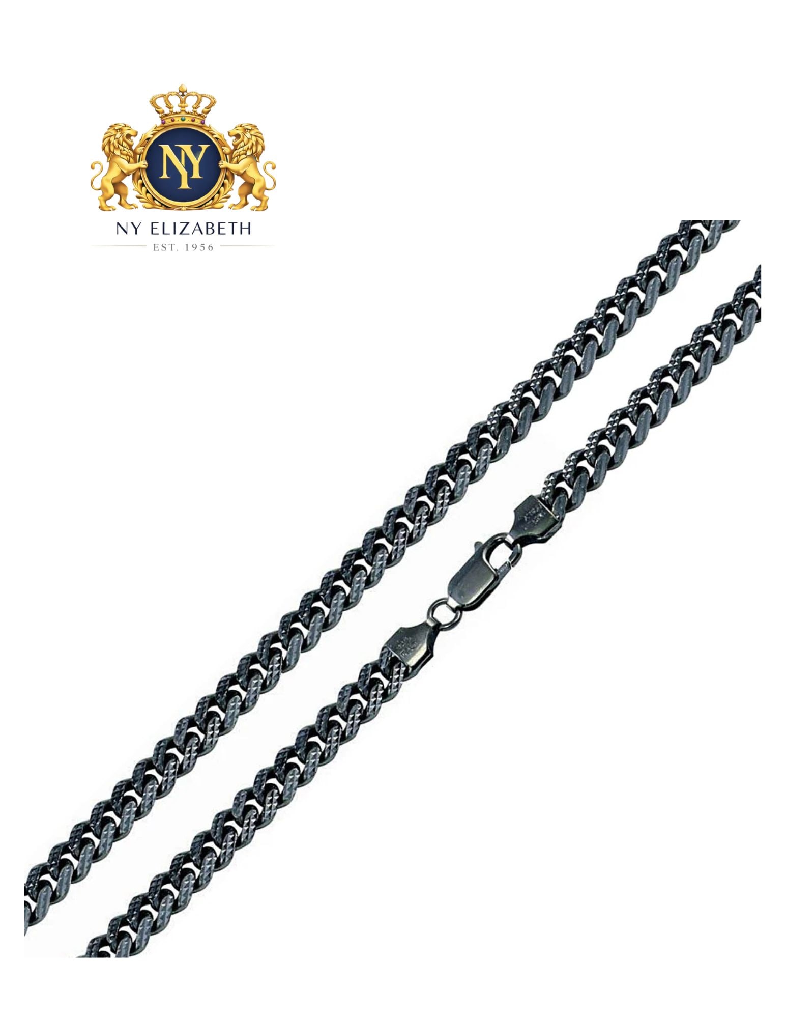 925 STERLING SILVER CURB PYRAMID PAVE CHAIN OR BRACELET: 925 Sterling Silver Curb Pyramid Pave Chain or Bracelet Metal: 925 Sterling Silver Plating: Black Rhodium Weight: 73.3 grams Length: 26Inches Accessories: None Notice: When purchasing pre-owned