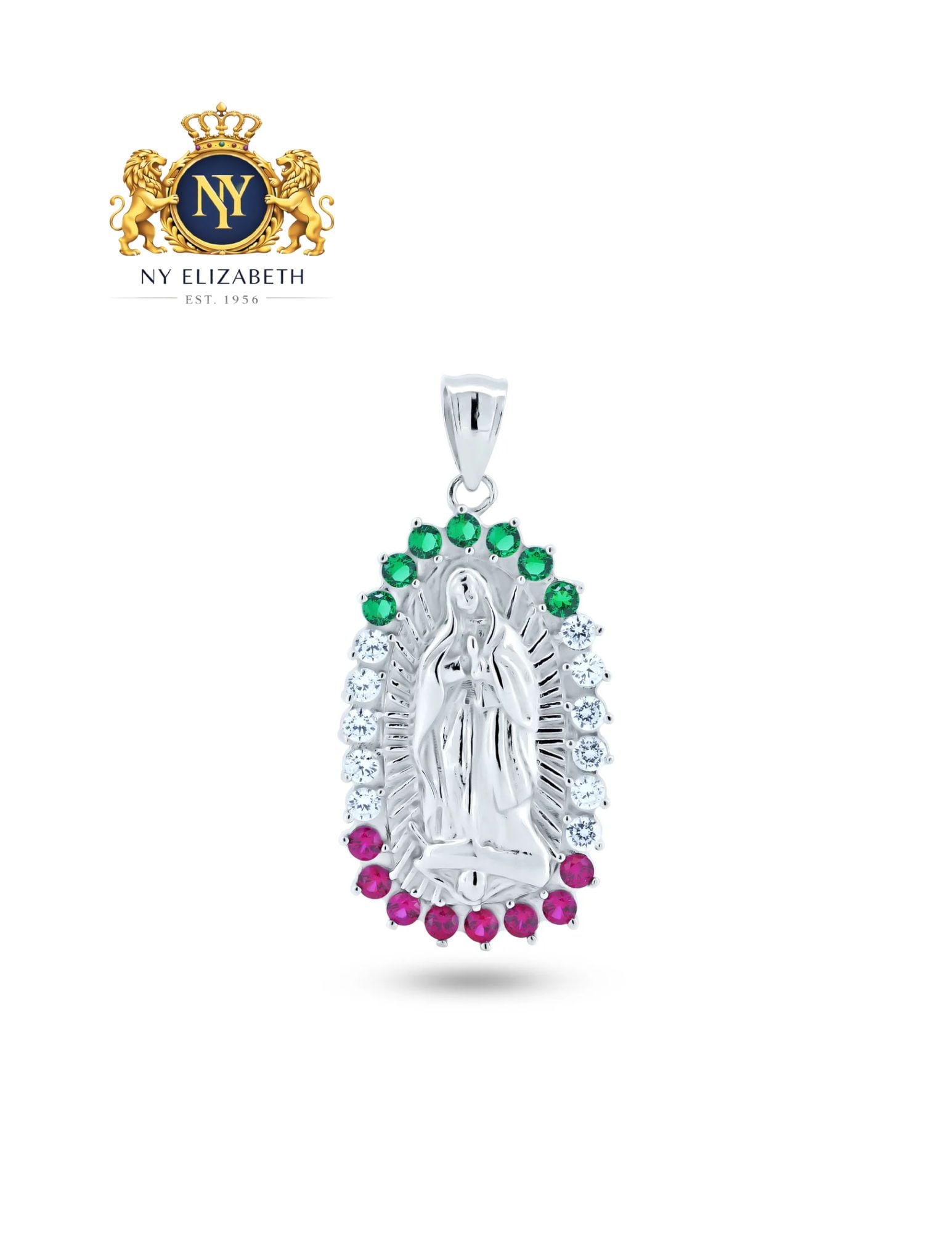 RHODIUM PLATED 925 STERLING SILVER PENDANT: Rhodium Plated 925 Sterling Silver CZ Pendant Metal: 925 Sterling Silver Plating: Nickle Free Rhodium Plated Stone: Cubic Zirconia Stones Dimensions: 22.1mm x 38.3mm Length: None Accessories: None