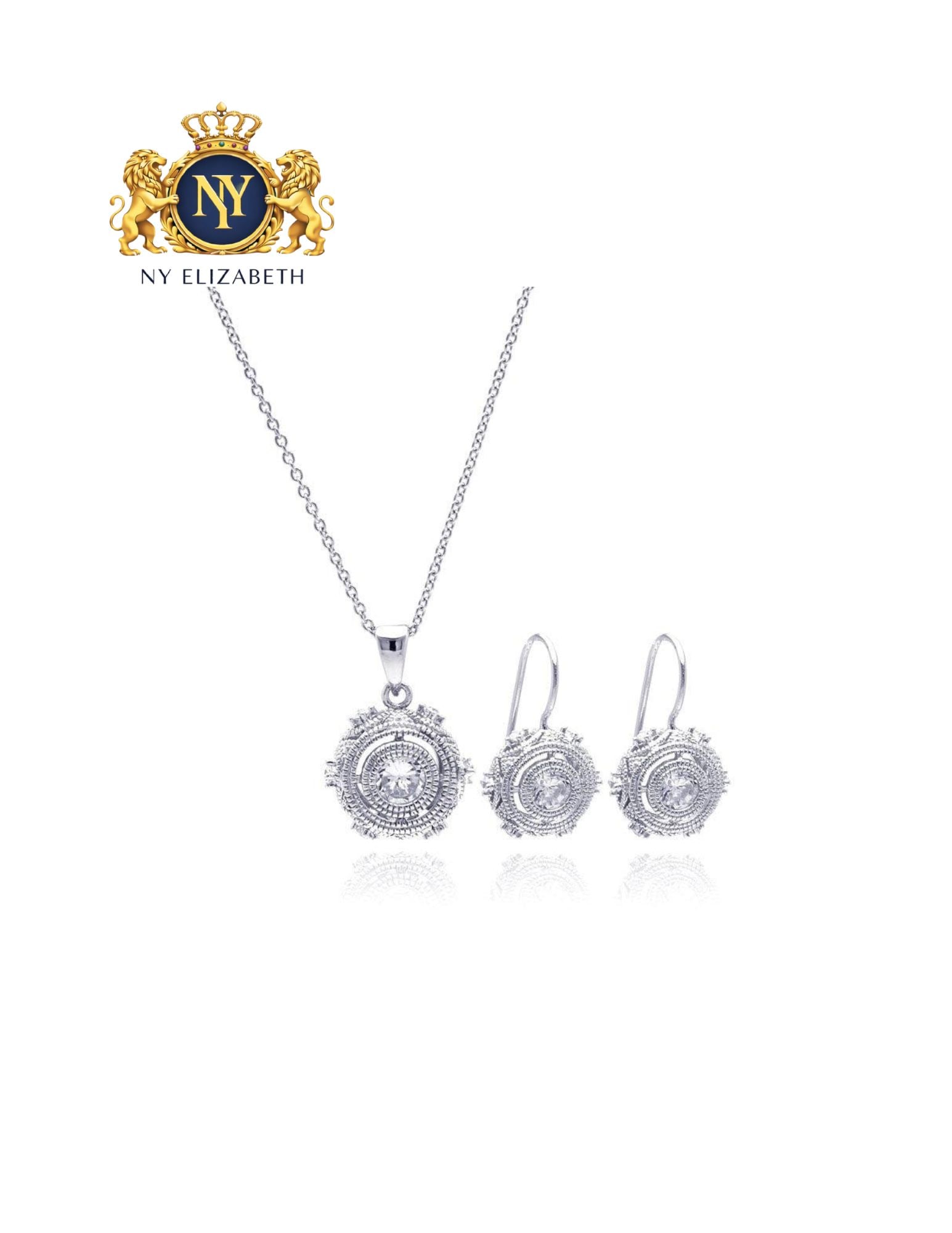 SILVER RHODIUM 925 PLATED ROUND EARRING AND NECKLACE SET: Silver Rhodium 925 Plated Round CZ Earring and Necklace Set Metal: 925 Sterling Silver Plating: Nickel Free Rhodium Plated Length: None Accessories: None Notice: When purchasing pre-owned goods, pleas