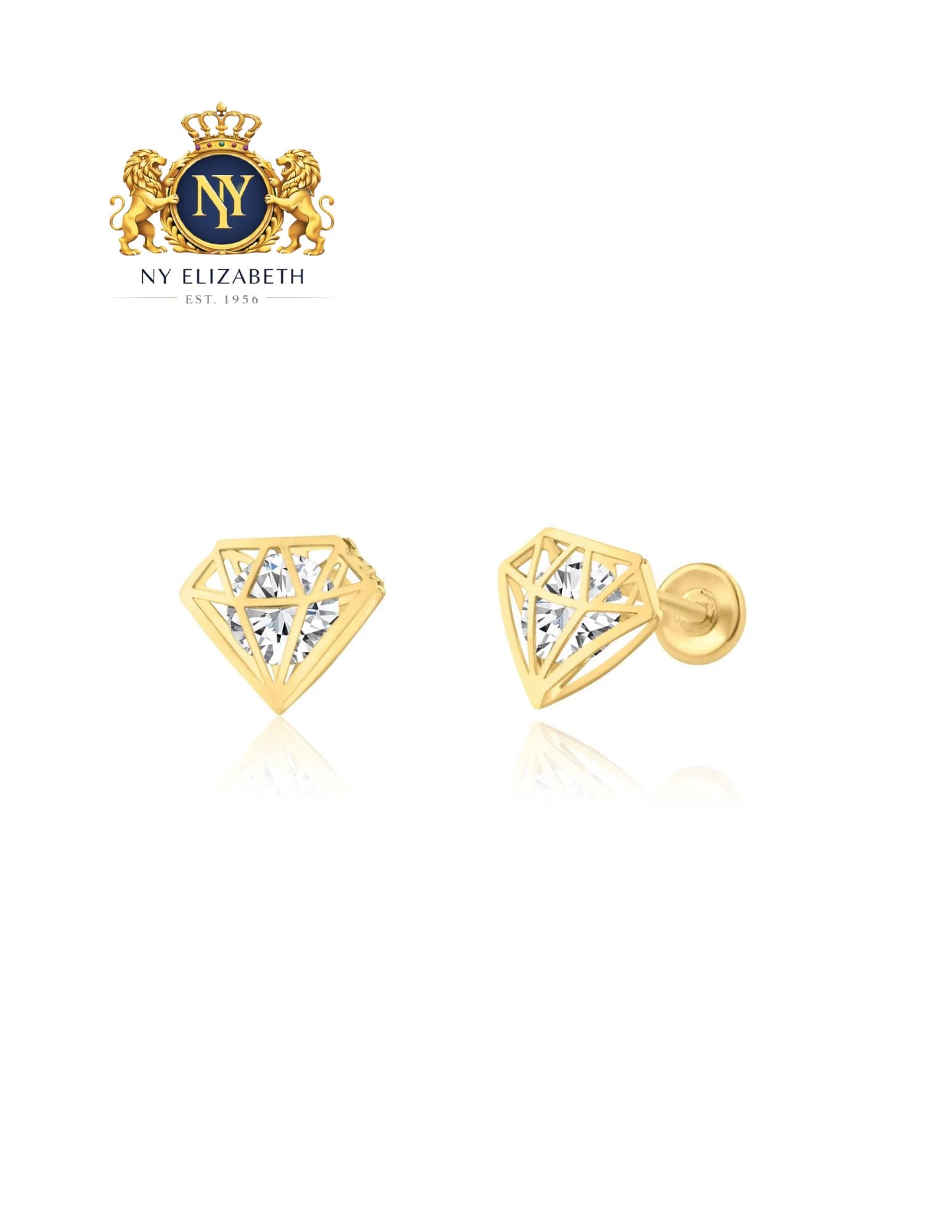 14 KARAT YELLOW GOLD DIAMOND DESIGN SCREW BACK EARRING: 14 Karat Yellow Gold CZ Diamond Design Screw Back Earring Metal: 14 Karat Gold Stone: CZ Stone Dimensions: 5.9mm x 5mm Length: None Accessories: None Notice: When purchasing pre-owned goods, please