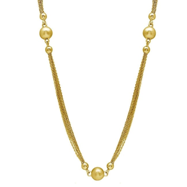 GOLD PLATED 925 STERLING SILVER MULTI STRANDS BEADED NECKLACE: Gold Plated 925 Sterling Silver Multi Strands Beaded Necklace Metal: 925 Sterling Silver Plating: Nickel Free Gold Plated Dimensions: Beads: 6mm Length: 16 Inches Accessories: None Notice: When pur