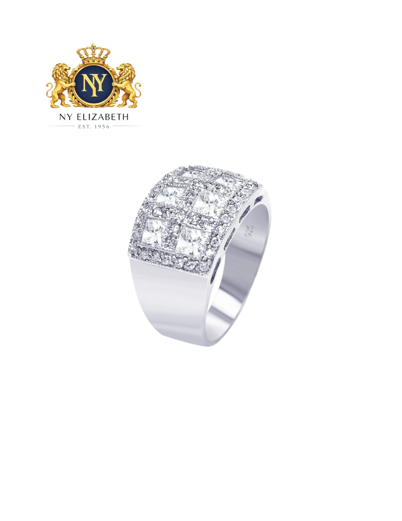 SILVER 925 RHODIUM PLATED CLEAR SQUARE PAVE RING: Silver 925 Rhodium Plated Clear Square Pave CZ Ring Metal: 925 Sterling Silver Plating: Nickel Free Rhodium Plated Ring Size:: 10 US Accessories: None Notice: When purchasing pre-owned goods, please