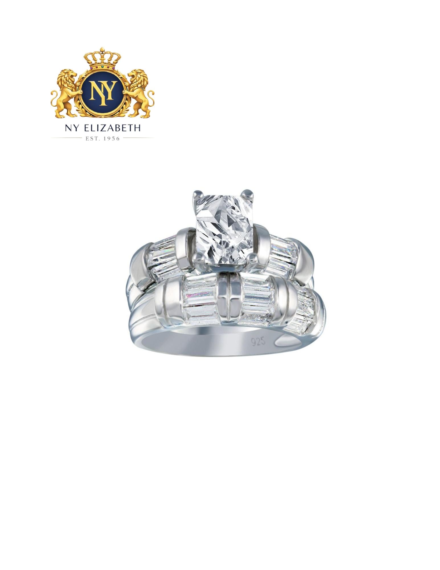 SILVER 925 RHODIUM PLATED CLEAR RECTANGULAR CENTER RING: Silver 925 Rhodium Plated Clear Rectangular Center CZ Ring Metal: 925 Sterling Silver Plating: Nickel Free Rhodium Plated Stone: Baguette CZ Stones Ring Size:: 7 US Accessories: None Notice: When p