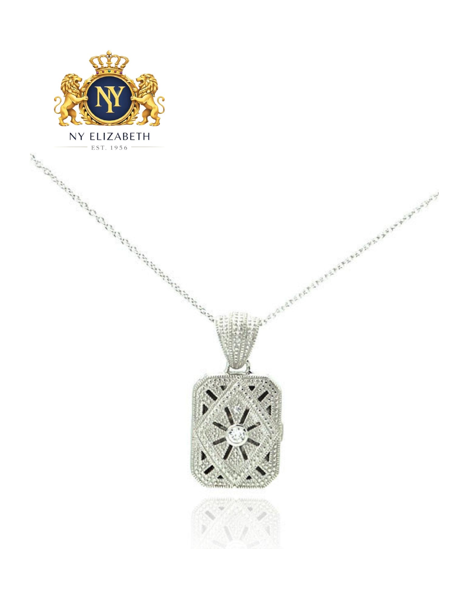 RHODIUM PLATED 925 STERLING SILVER LOCKET PENDANT NECKLACE: Rhodium Plated 925 Sterling Silver CZ Locket Pendant Necklace Metal: 925 Sterling Silver Plating: Nickel Free Rhodium Plated Stone: Cubic Zirconia Stones Dimensions: N/A Length: 16 + 2 Inches Extensio