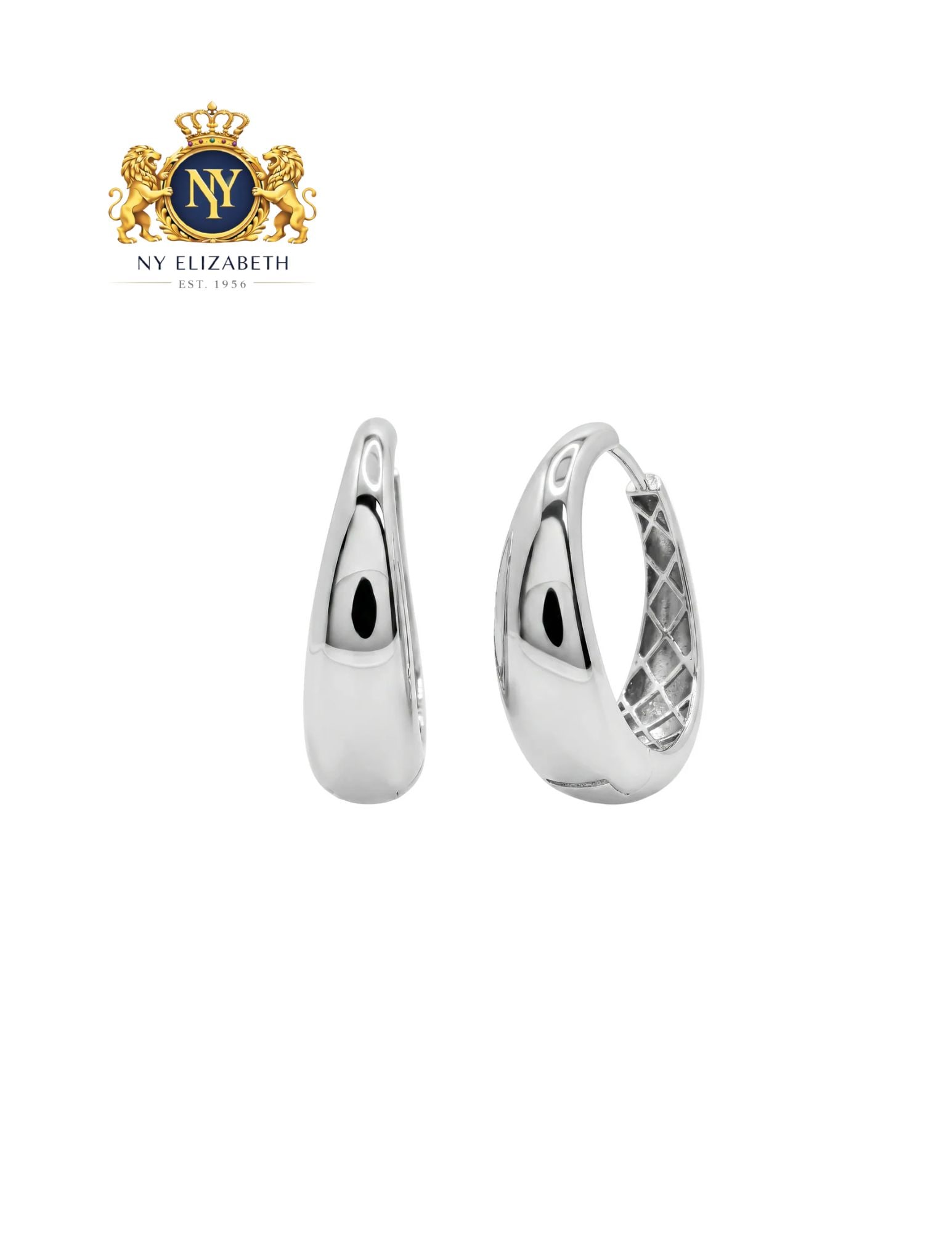 RHODIUM PLATED 925 STERLING SILVER HOOP EARRINGS: Rhodium Plated 925 Sterling Silver Hoop Earrings Metal: 925 Sterling Silver Plating: Rhodium Plated Dimensions: 25.3mm x 7.3mm Length: None Accessories: None Notice: When purchasing pre-owned goods