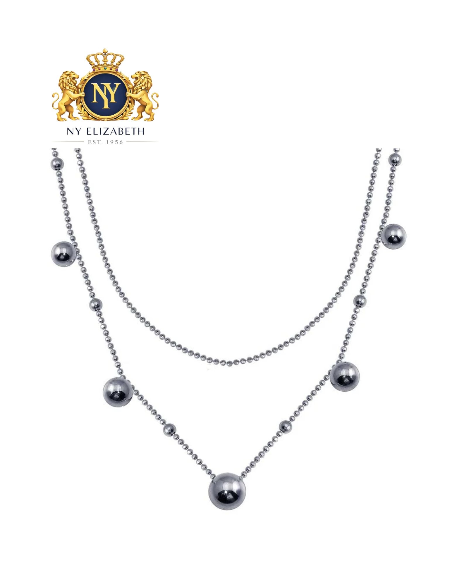 RHODIUM PLATED 925 STERLING SILVER MULTI BEADED NECKLACE (1 of 3)