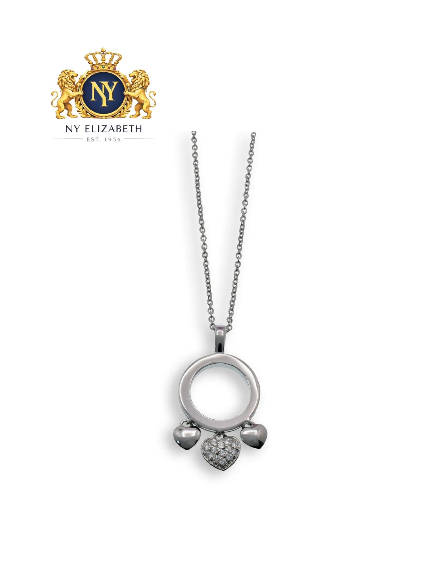 RHODIUM PLATED 925 STERLING SILVER 3 HEARTS NECKLACE: Rhodium Plated 925 Sterling Silver 3 Hearts Necklace Metal: 925 Sterling Silver Plating: Rhodium Plated Stone: Clear CZ stones Dimensions: 35.4mm x 19.8mm Length: 16Inches + 2Inches extension Acce