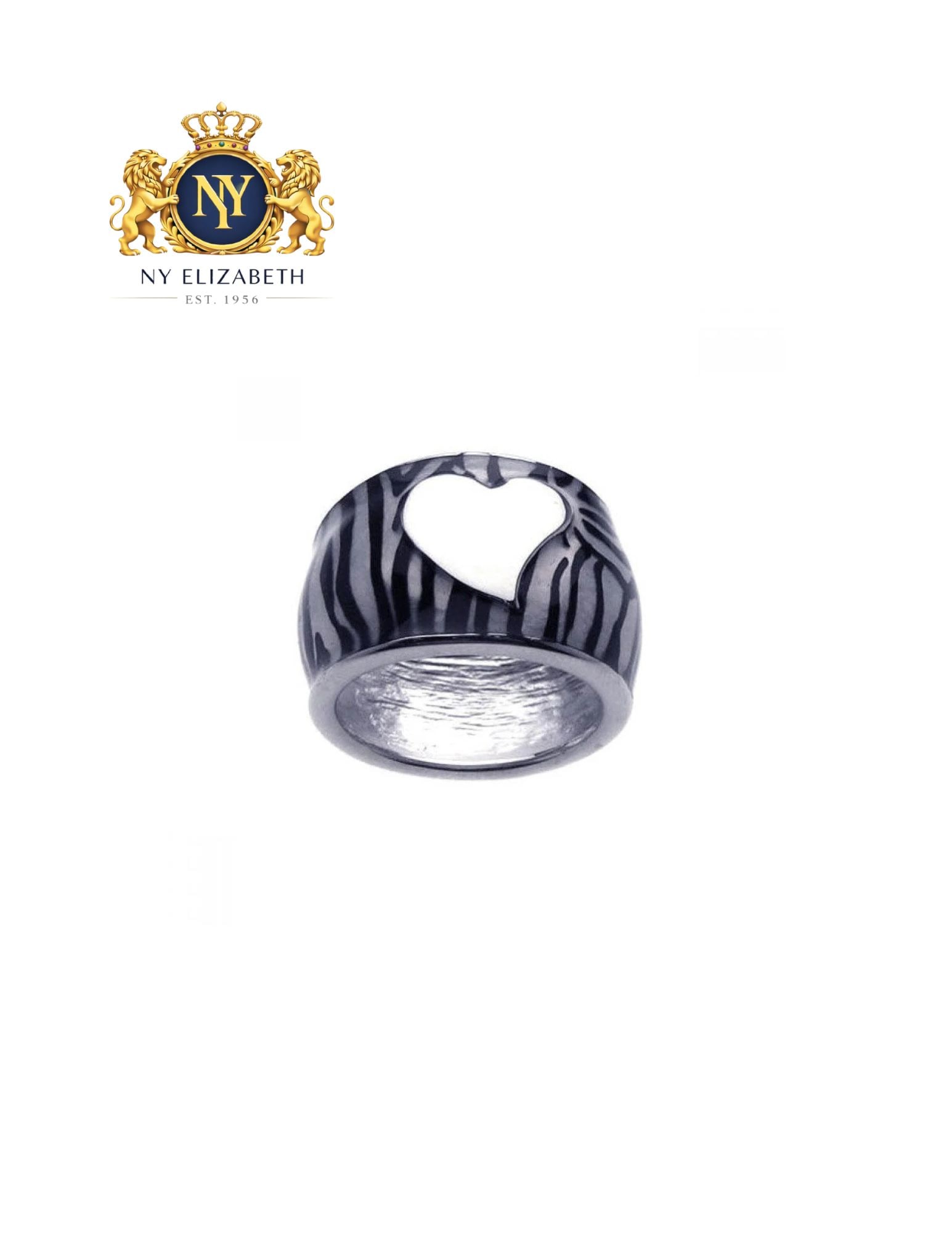 CLEARANCE-SILVER 925 RHODIUM PLATED WHITE HEART RING: Clearance-Silver 925 Rhodium Plated White Heart Ring Metal: 925 Sterling Silver Plating: Nickel Free Rhodium Plated with Zebra Enamel Ring Size:: 6 US Accessories: None Notice: When purchasing pre-own
