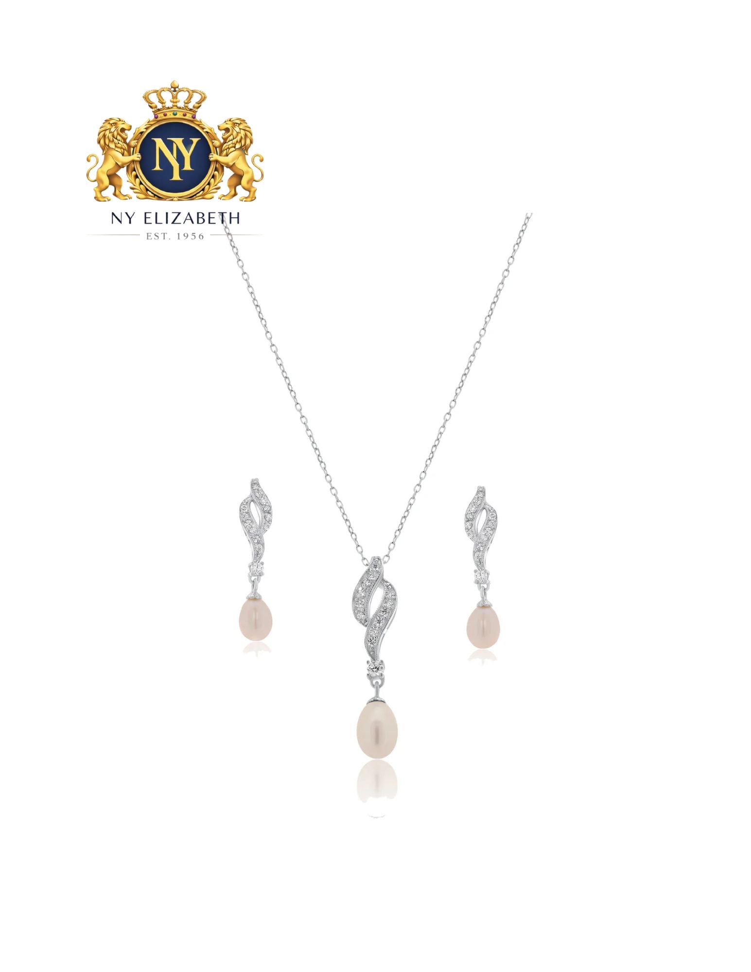 SILVER 925 RHODIUM PLATED FRESH WATER PEARL CLEAR SET: Silver 925 Rhodium Plated Fresh Water Pearl Clear CZ Set Metal: 925 Sterling Silver Plating: Nickel Free Rhodium Plated Stone: Clear Cubic Zirconia, Fresh Water Pearl Dimensions: Pendant:29mm x 7mm, E
