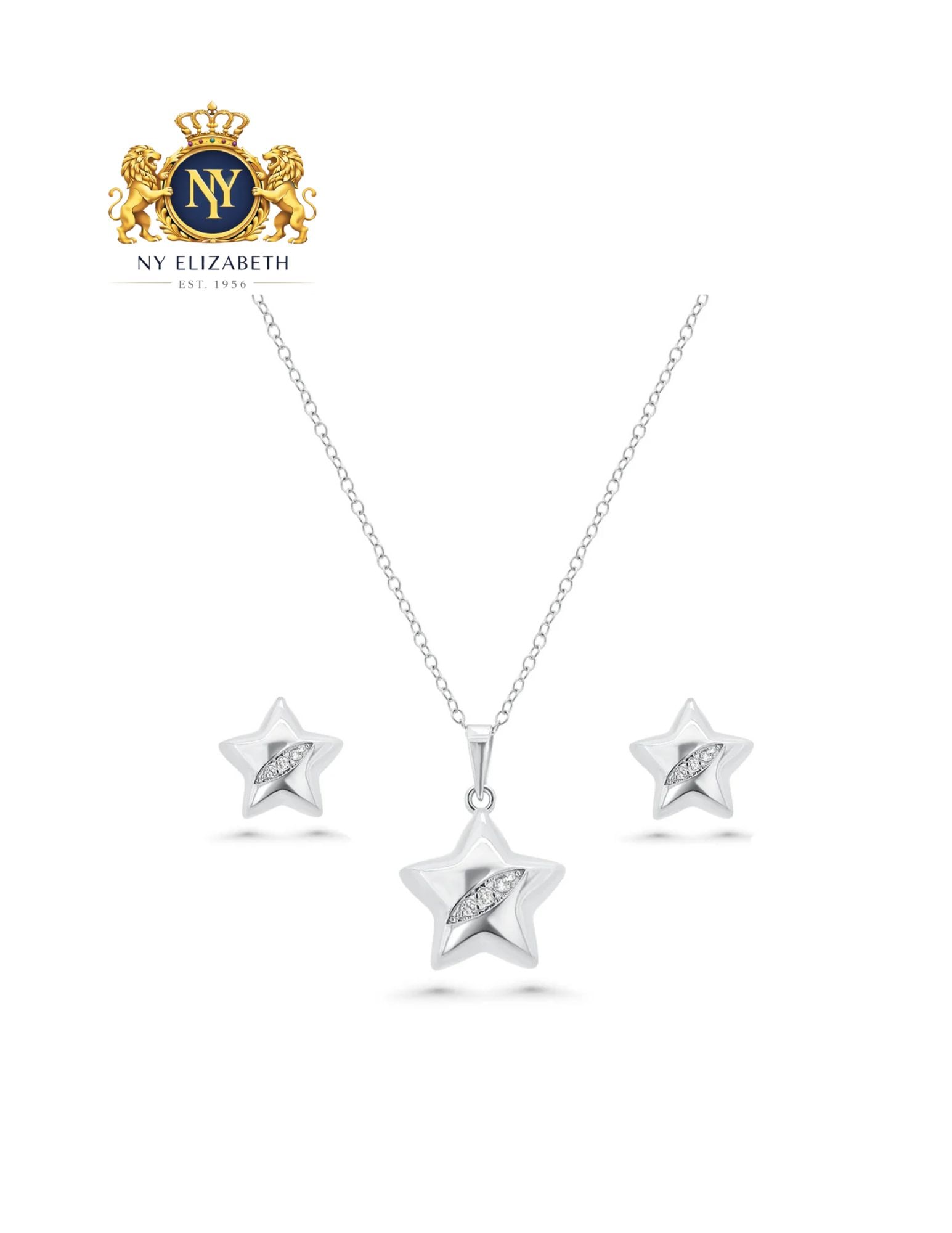 SILVER 925 RHODIUM PLATED CLEAR EARRING AND NECKLACE SET: Silver 925 Rhodium Plated Clear CZ Earring and Necklace Set Metal: 925 Sterling Silver Plating: Nickel Free Rhodium Plated Stone: Clear Cubic Zirconia Stones Dimensions: Pendant: 15.7mm x 13.8mm,Earri