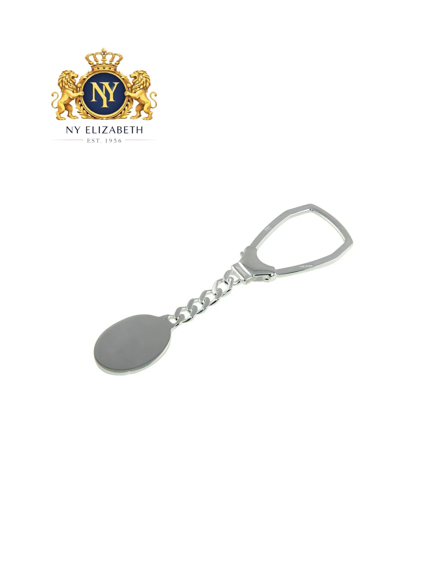 HIGH POLISHED 925 STERLING SILVER OVAL KEYCHAIN: High Polished 925 Sterling Silver Oval Keychain Metal: 925 Sterling Silver Plating: High Polished Weight: 13.2 Grams Length: 3.5 Inchces Accessories: None Notice: When purchasing pre-owned goods, p