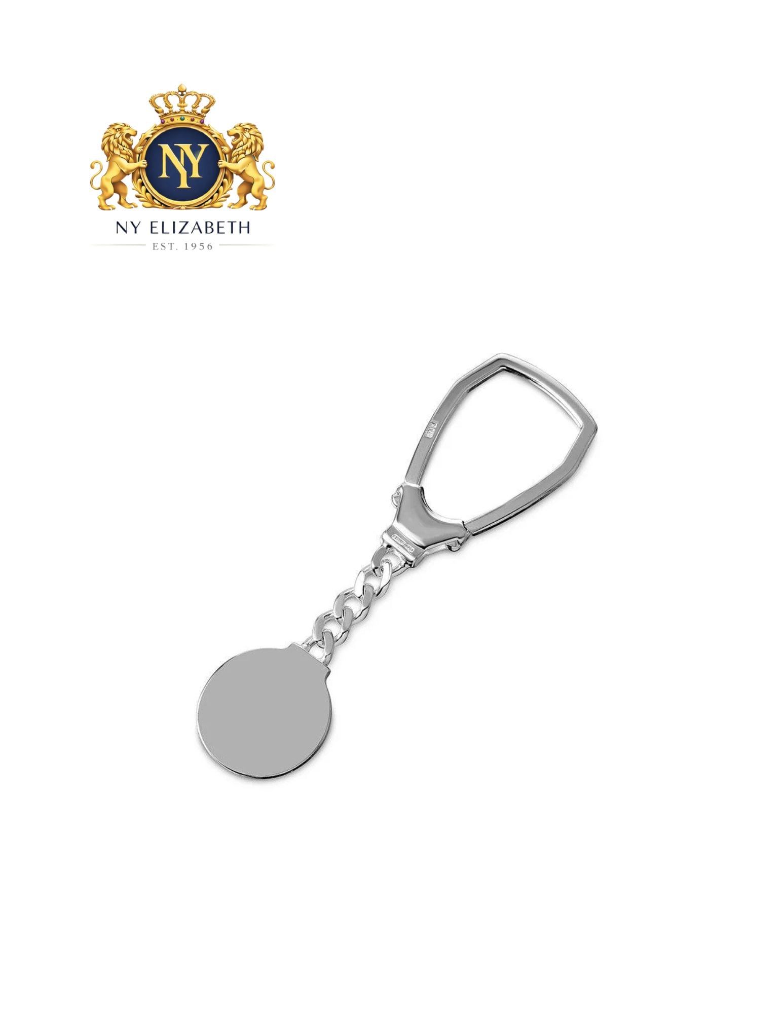 SILVER 925 HIGH POLISHED ROUND KEYCHAIN: Silver 925 High Polished Round Keychain Metal: 925 Sterling Silver Plating: Non-Plated High Polished Weight: 13.30 Grams Length: 3.5 Inches Accessories: None Notice: When purchasing pre-owned goods