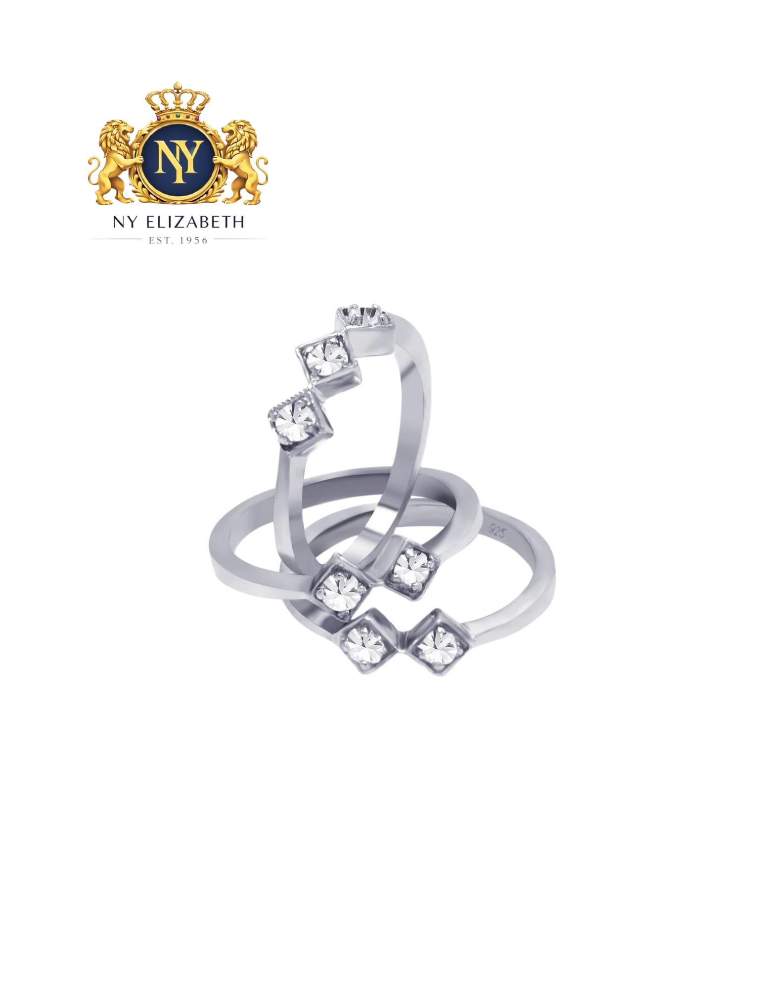 SILVER 925 RHODIUM PLATED DIAMOND SHAPED RING SET: Silver 925 Rhodium Plated Diamond Shaped CZ Ring Set Metal: 925 Sterling Silver Plating: Nickel Free Rhodium Plated Stone: Clear CZ Stones Ring Size:: 8 US Accessories: None Notice: When purchasing