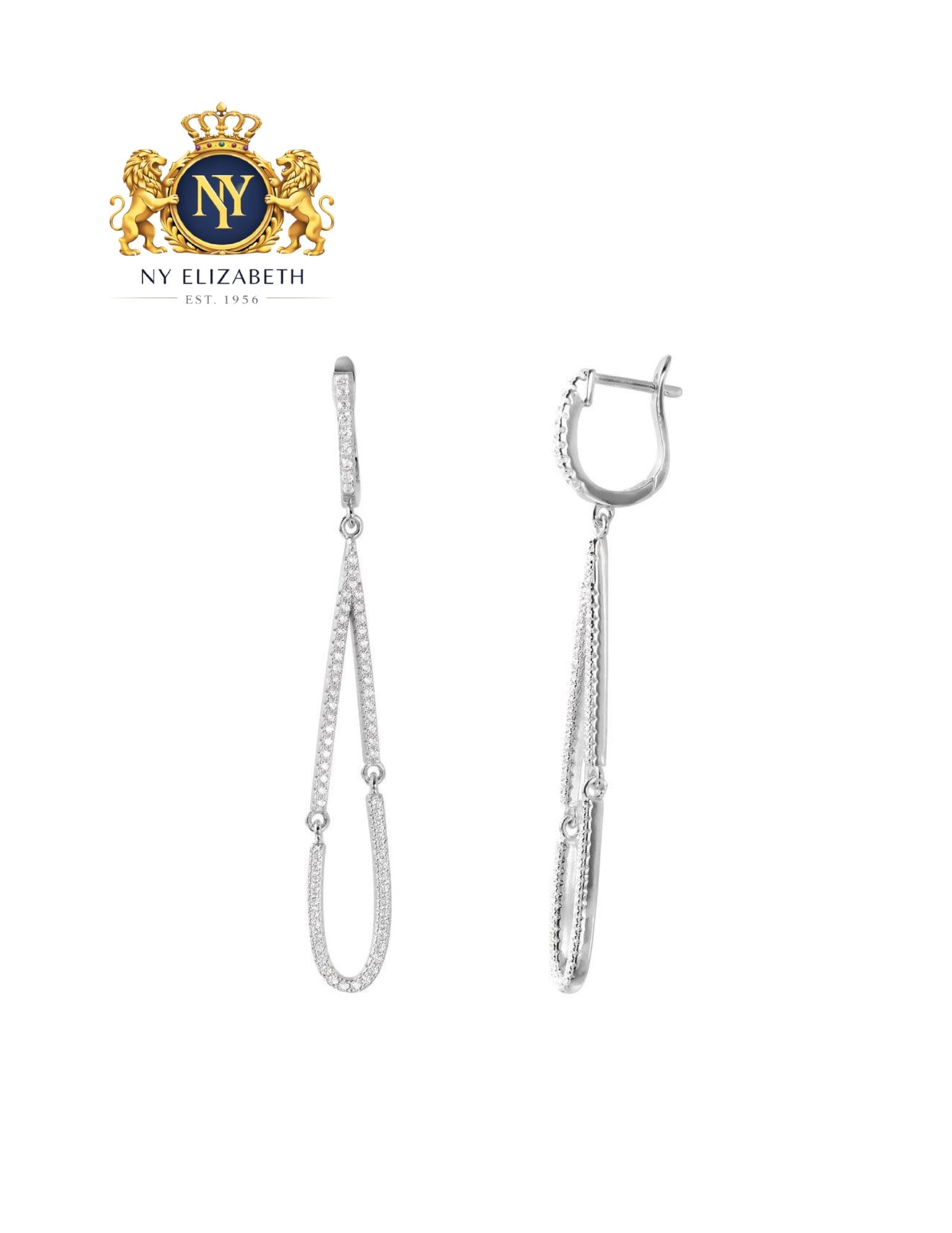 SILVER 925 RHODIUM PLATED DANGLING OPEN TEAR DROP HOOP EARRINGS (1 of 3)