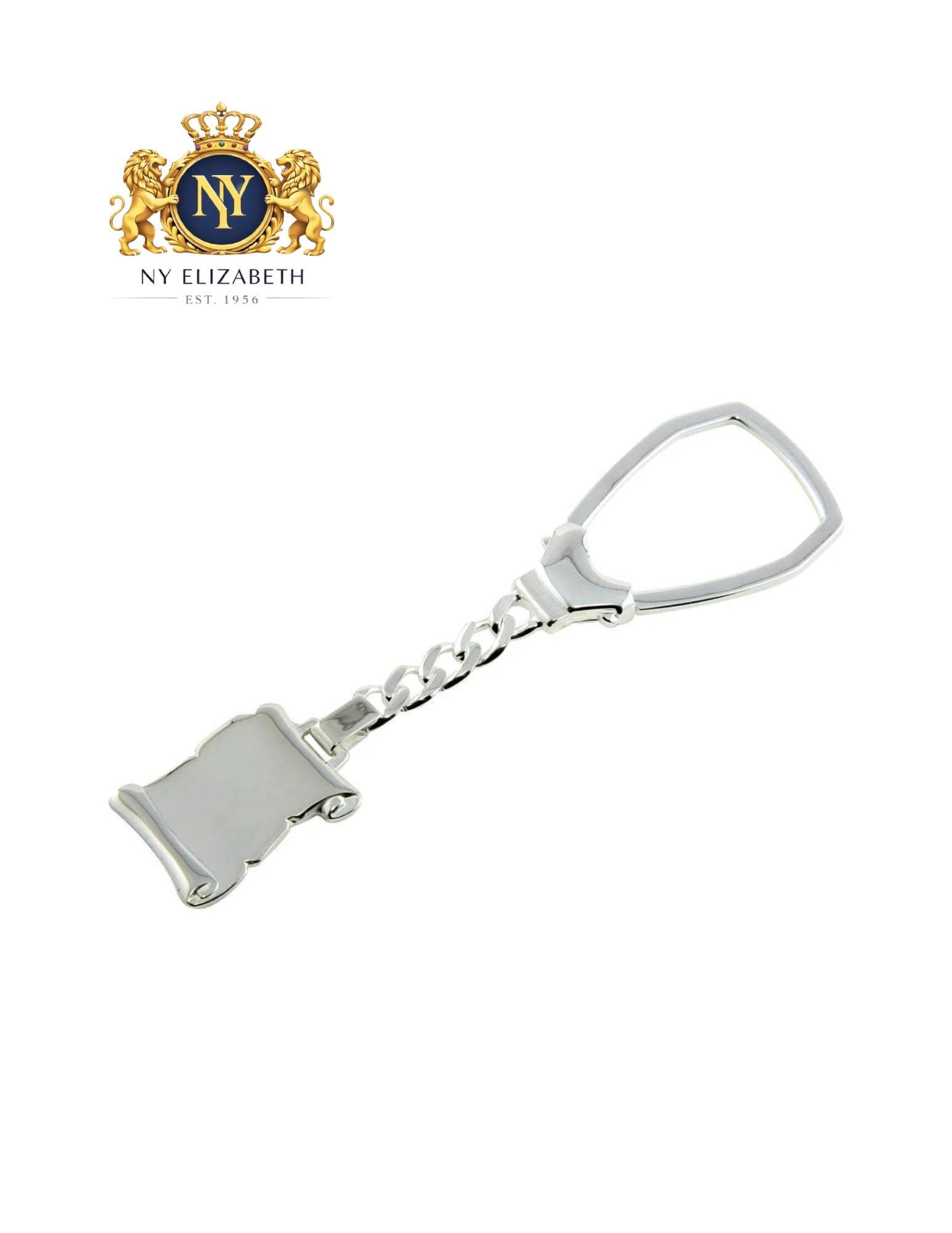 HIGH POLISHED 925 STERLING SILVER SCROLL KEYCHAIN: High Polished 925 Sterling Silver Scroll Keychain Metal: 925 Sterling Silver Plating: High Polished Weight: 12.7 Grams Length: 3.5 Inches Accessories: None Notice: When purchasing pre-owned goods,