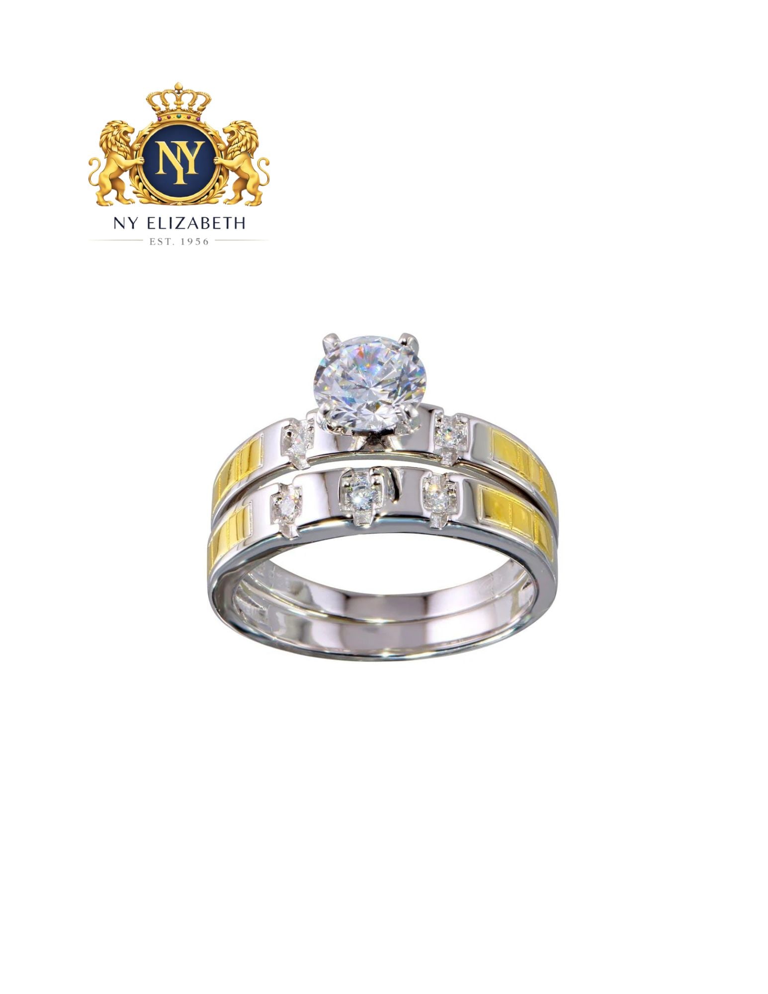 TWO-TONE 925 STERLING SILVER STACKABLE DOUBLE RING: Two-Tone 925 Sterling Silver Stackable CZ Double Ring Metal: 925 Sterling Silver Plating: Nickel Free Gold and Rhodium Plated Stone: Cubic Zirconia Stones Ring Size:: 7 US Accessories: None Notice: