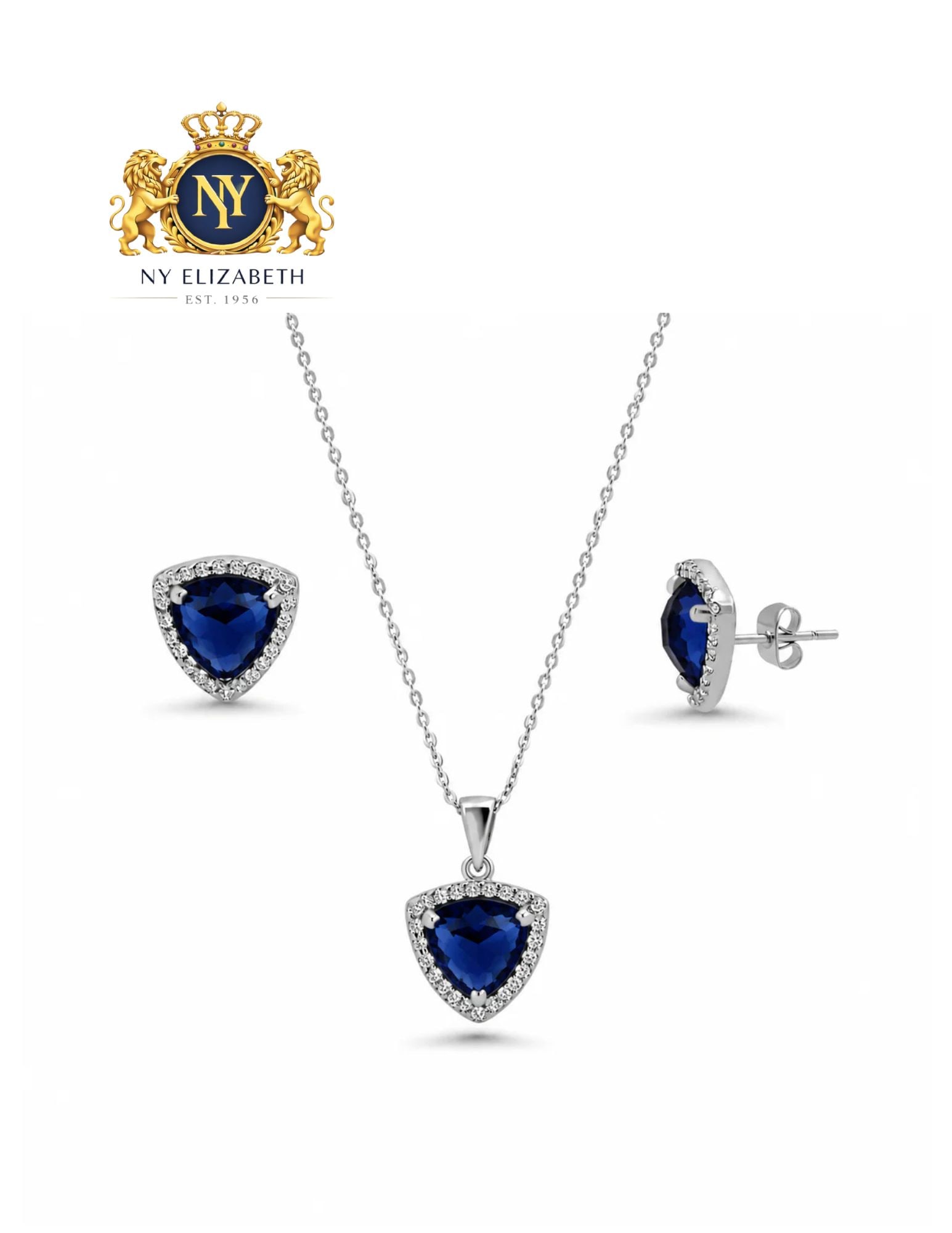 RHODIUM PLATED 925 STERLING SILVER BIRTSTONE TRIANGLE EARRING & PENDANT SET (1 of 2)