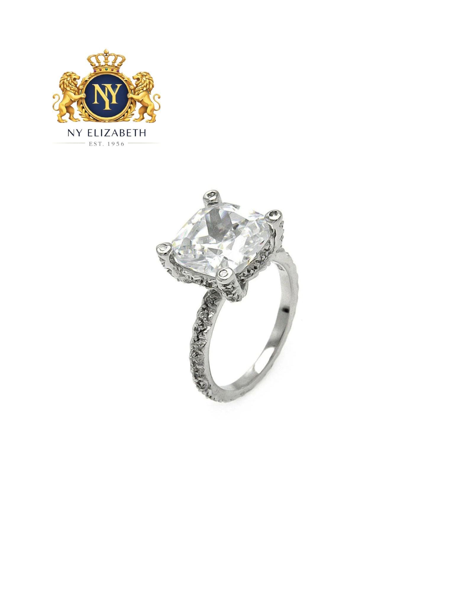 SILVER 925 RHODIUM PLATED SQUARE CENTER RING: Silver 925 Rhodium Plated Square Center CZ Ring Metal: 925 Sterling Silver Plating: Nickel Free Rhodium Plated Stone: Clear CZ Stones Ring Size:: 5 US Accessories: None Notice: When purchasing