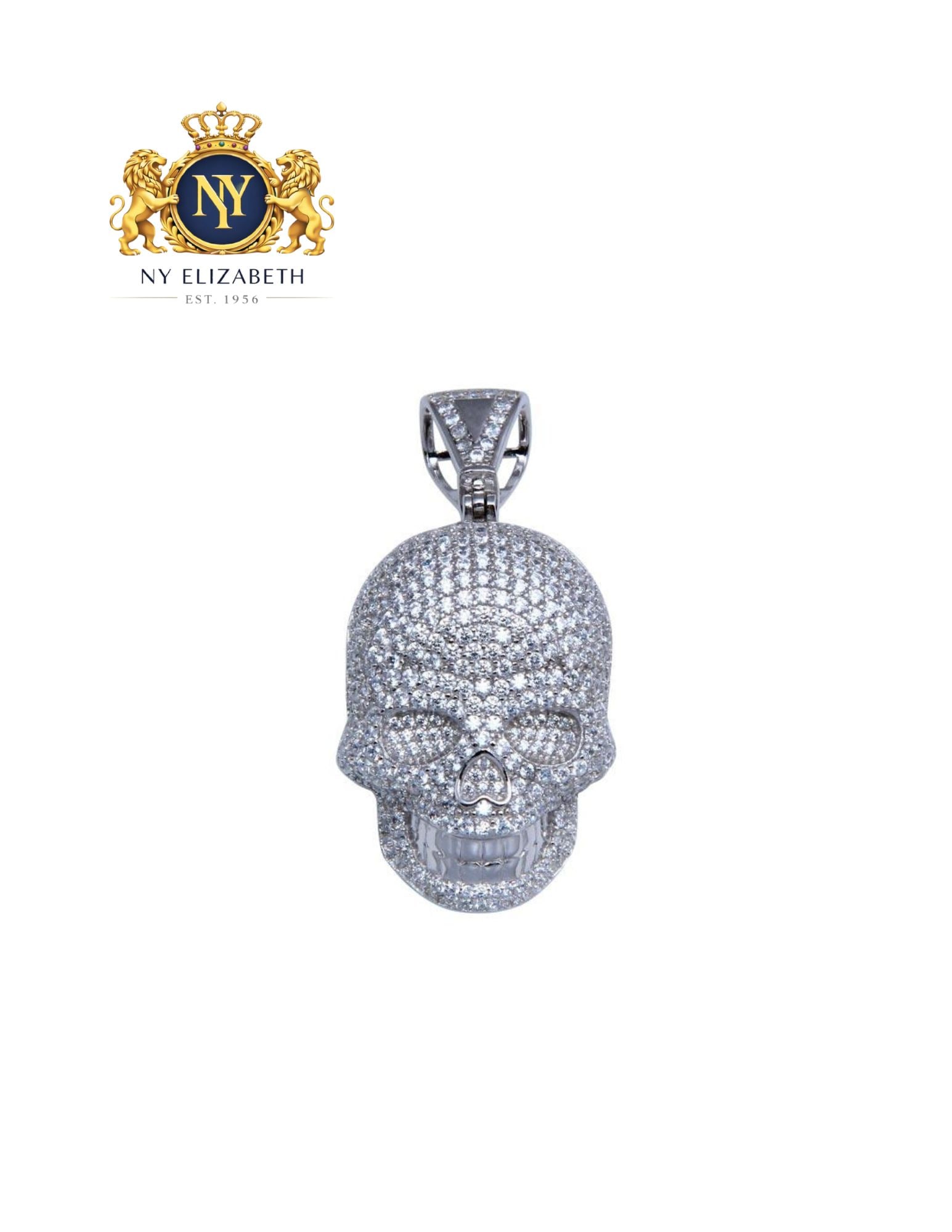 RHODIUM PLATED 925 STERLING SILVER SKULL HIP HOP PENDANT: Rhodium Plated 925 Sterling Silver CZ Skull Hip Hop Pendant Metal: 925 Sterling Silver Plating: Rhodium Plated Stone: Cubic Zirconia Stones Length: None Accessories: None Notice: When purchasing
