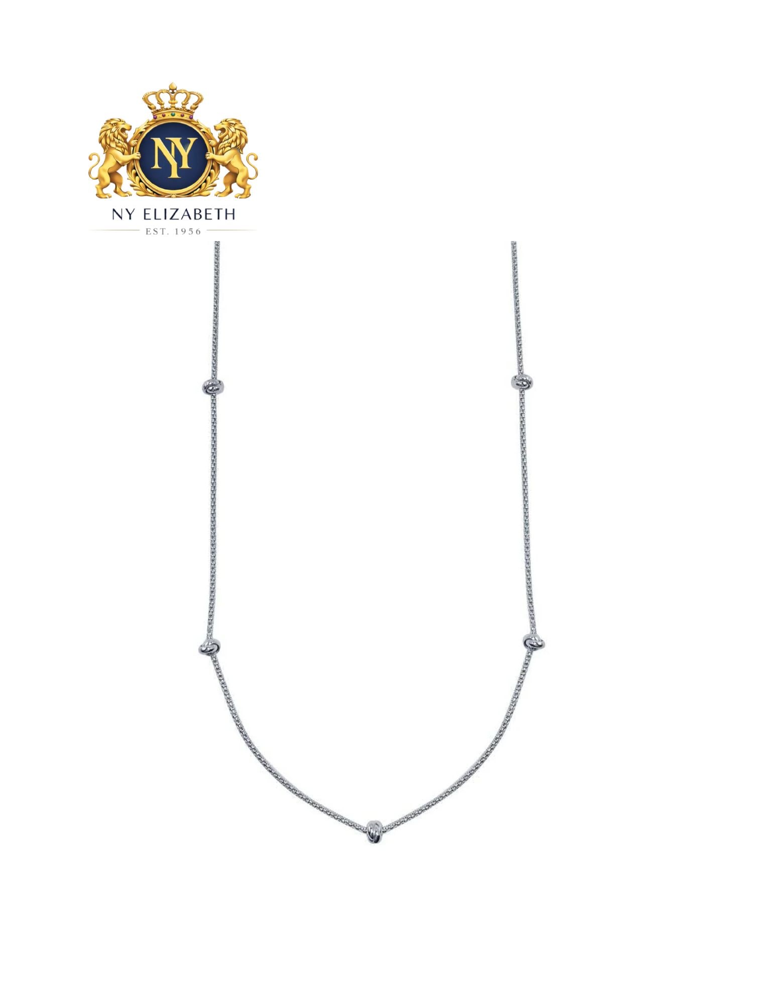 RHODIUM PLATED 925 STERLING SILVER CORREANA 7 KNOT CHARM NECKLACE: Rhodium Plated 925 Sterling Silver Correana 7 Knot Charm Necklace Metal: 925 Sterling Silver Plating: Nickel Free Rhodium Plated Length: 30 Inches Adjustable Accessories: None Notice: When purchasing 