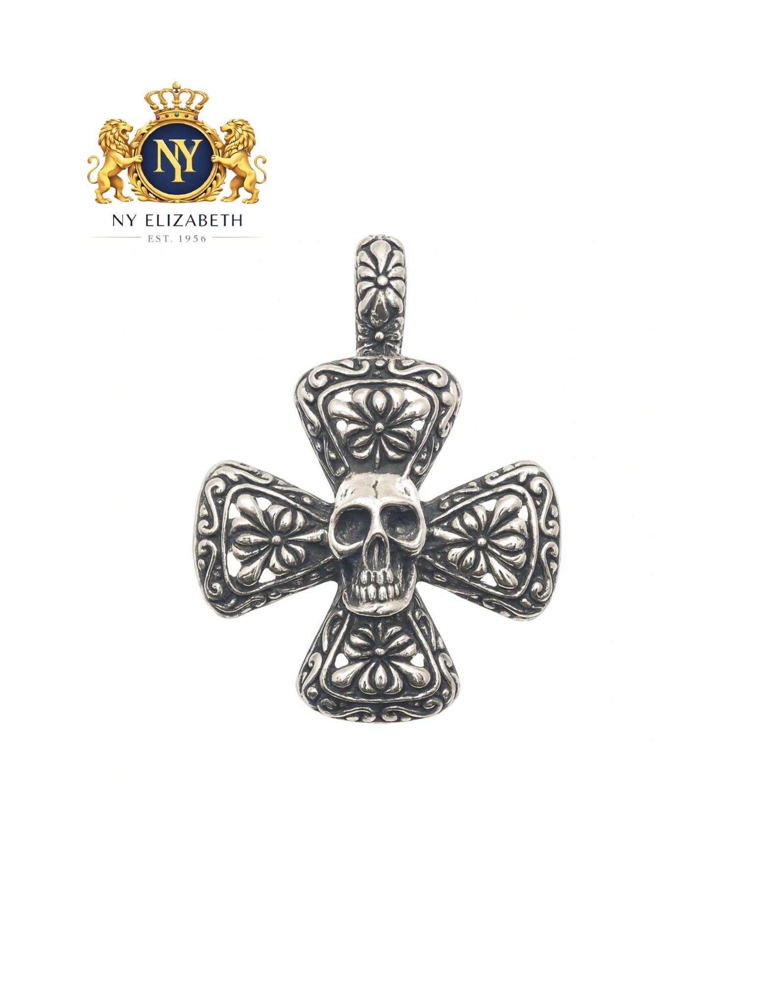 OXIDIZED 925 STERLING SILVER GOTHIC SKULL CROSS PENDANT: Oxidized 925 Sterling Silver Gothic Skull Cross Pendant Metal: 925 Sterling Silver Plating: Oxidized Finish Dimensions: 32mm Length: None Accessories: None Notice: When purchasing pre-owned goods,