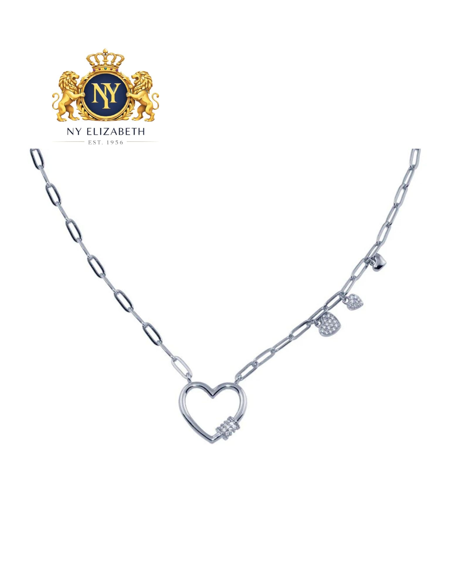 RHODIUM PLATED 925 STERLING SILVER HEART NECKLACE: Rhodium Plated 925 Sterling Silver Heart CZ Necklace Metal: 925 Sterling Silver Plating: Rhodium Plated Stone: Cubic Zirconia Stones Dimensions: 16mm x 16mm Length: 16-18 Inches Accessories: None