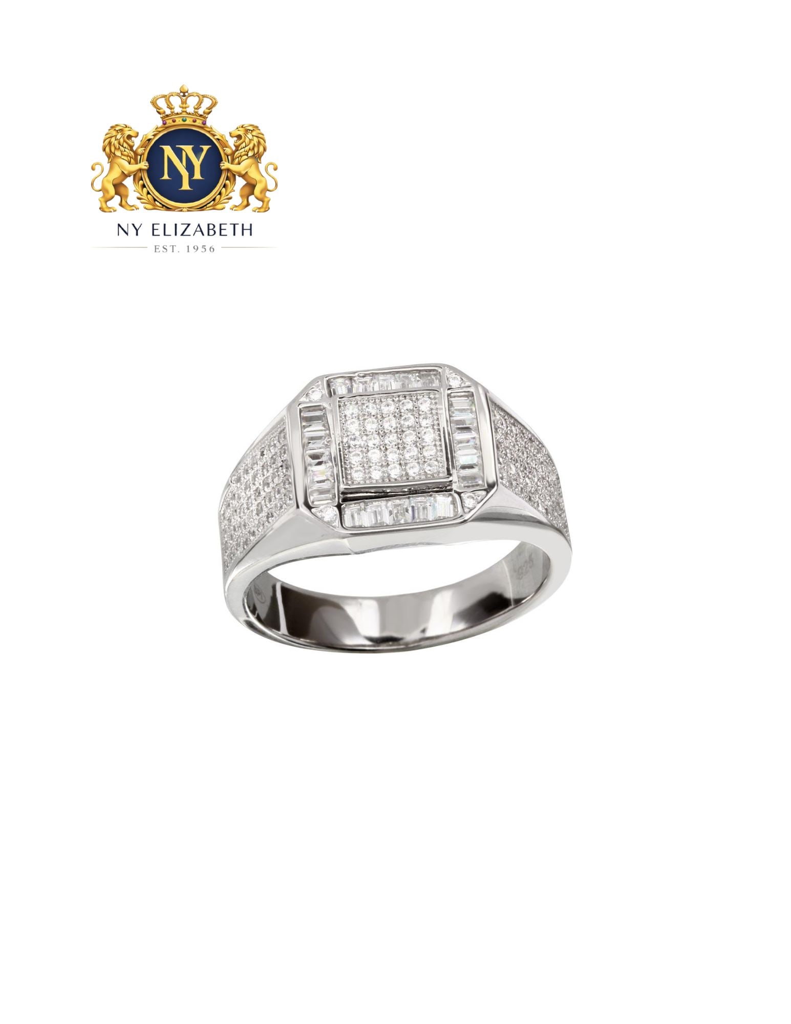 RHODIUM PLATED 925 STERLING SILVER MEN'S RING (1 of 3)