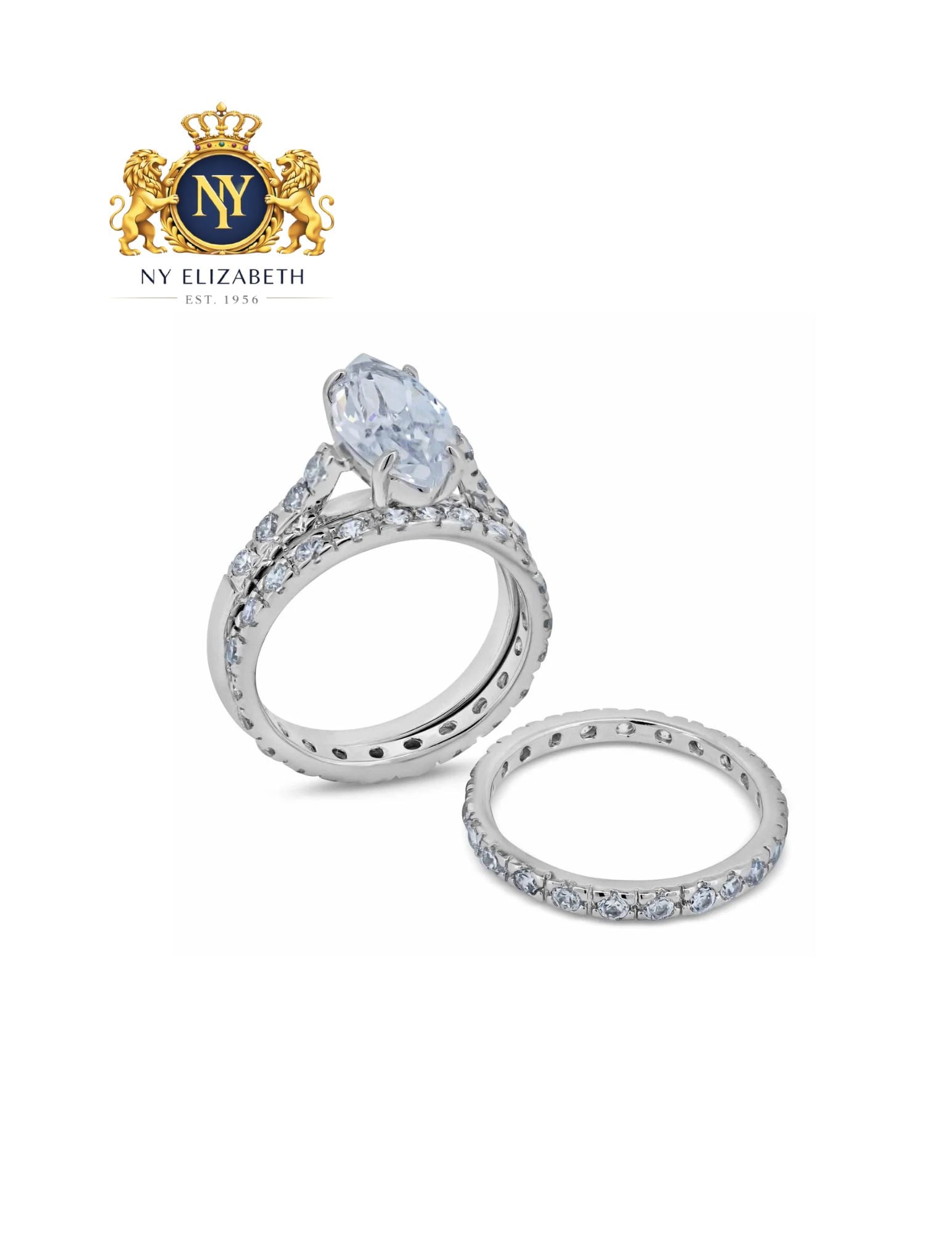 SILVER 925 RHODIUM PLATED CLEAR CENTER ROUND RING SET: Silver 925 Rhodium Plated Clear Center Round CZ Ring Set Metal: 925 Sterling Silver Plating: Nickel Free Rhodium Plated Stone: Clear Marquise-cut Cubic Zirconia Ring Size:: 7 US Accessories: None N
