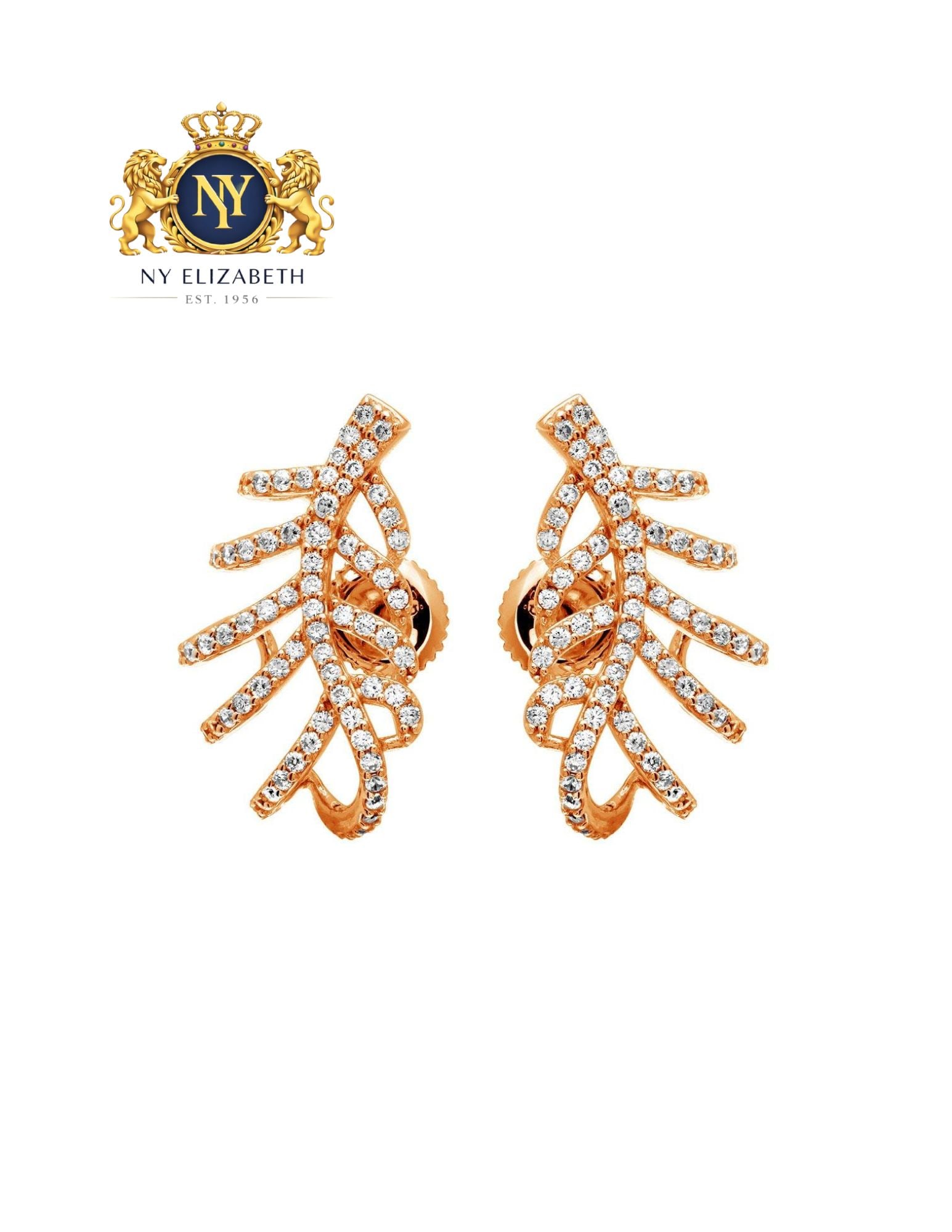 ROSE GOLD PLATED 925 STERLING SILVER LEAF HUGGING EARRINGS (1 of 2)