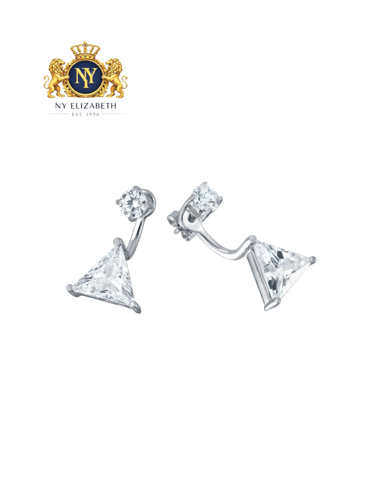 SILVER 925 RHODIUM PLATED TRILLIANT FRONT AND BACK EARRINGS: Silver 925 Rhodium Plated CZ Trilliant Front and Back Earrings Metal: 925 Sterling Silver Plating: Nickel Free Rhodium Plated Weight: 6.2 grams Length: None Accessories: None Notice: When purchasin