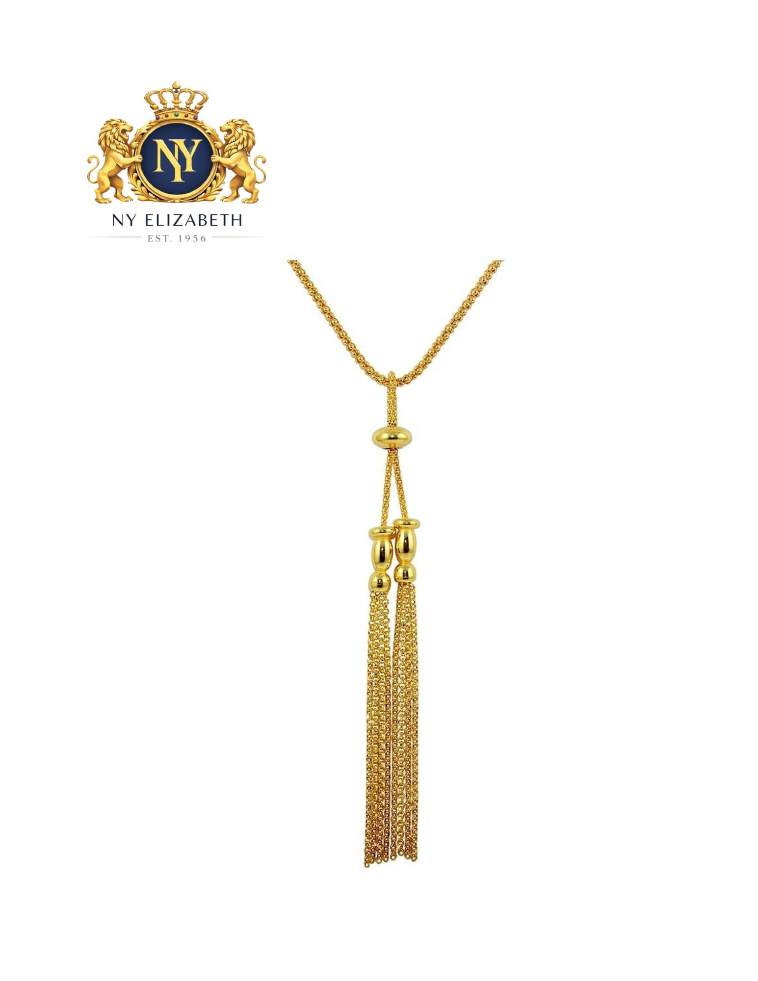 925 STERLING SILVER TWO TASSEL DANGLING NECKLACE: 925 Sterling Silver Two Tassel Dangling Necklace Metal: 925 Sterling Silver Plating: Gold Plated Dimensions: Chain: 1.9 mm, Bead 3.9mm x 7.5mm,Long Bead: 11.6mm x 5mm Length: 16Inches +1Inches extensi
