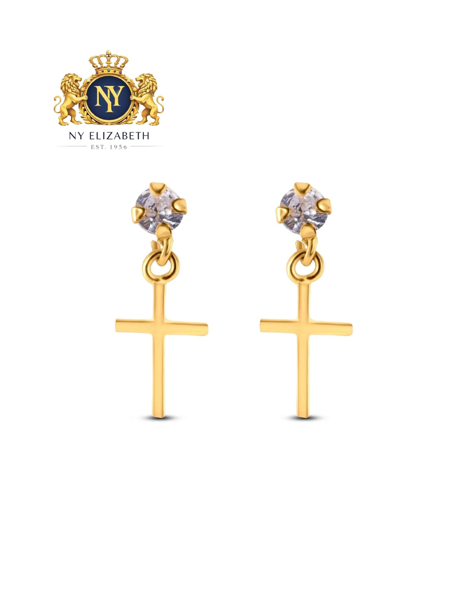 14 KARAT YELLOW DANGLING CROSS CLEAR SCREW BACK EARRINGS: 14 Karat Yellow Dangling Cross Clear CZ Screw Back Earrings Metal: 14 Karat Gold Stone: Clear CZ Stones Dimensions: Cross 4.6mm x 12.3mm Weight: 0.28 grams Length: None Accessories: None N