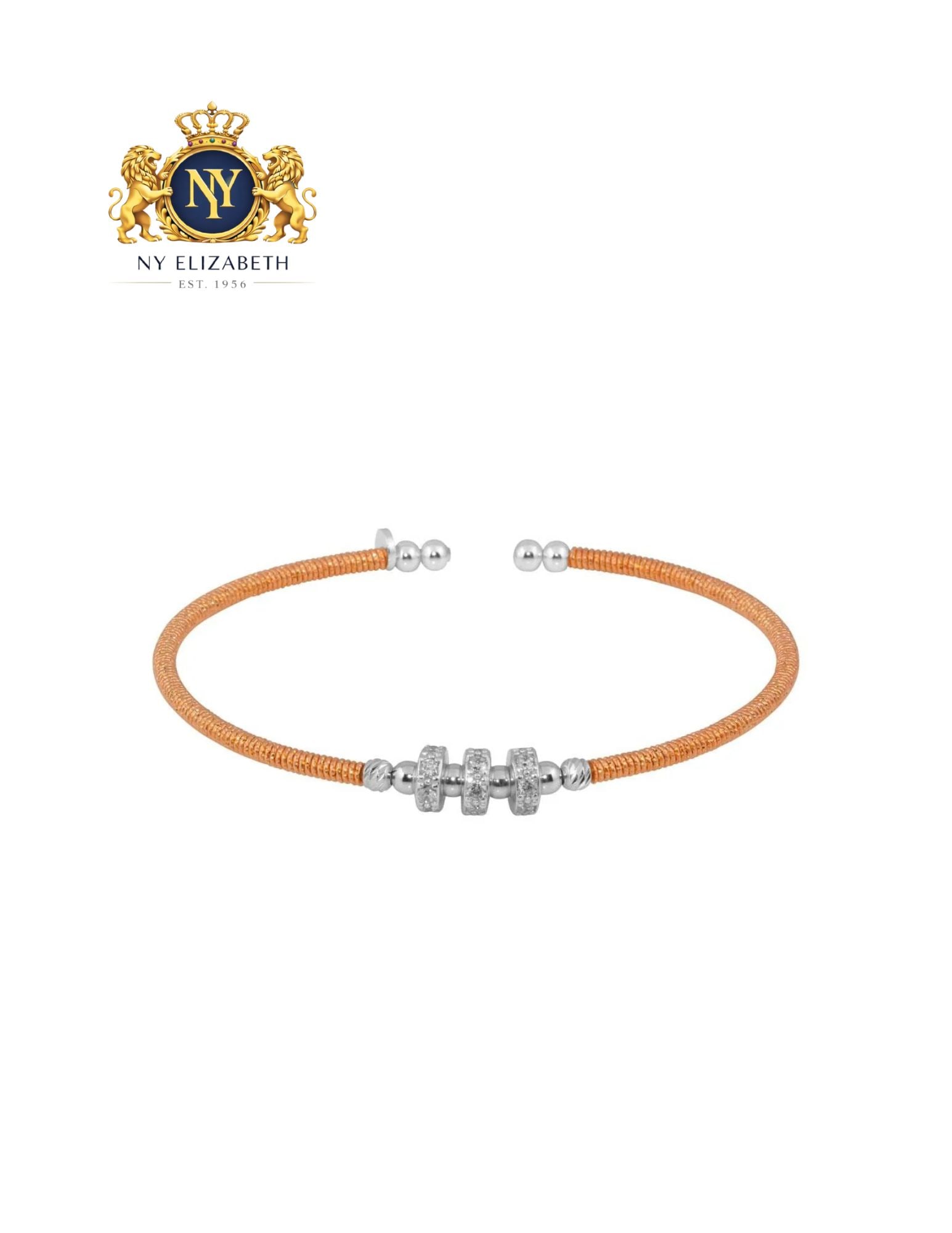 ROSE GOLD PLATED 925 STERLING SILVER BEADED CUFF WITH CZ: Rose Gold Plated 925 Sterling Silver Beaded Cuff with CZ Metal: 925 Sterling Silver Plating: Nickel Free Rose Gold Plated Length: Adjustable Accessories: None Notice: When purchasing pre-owned goods, 