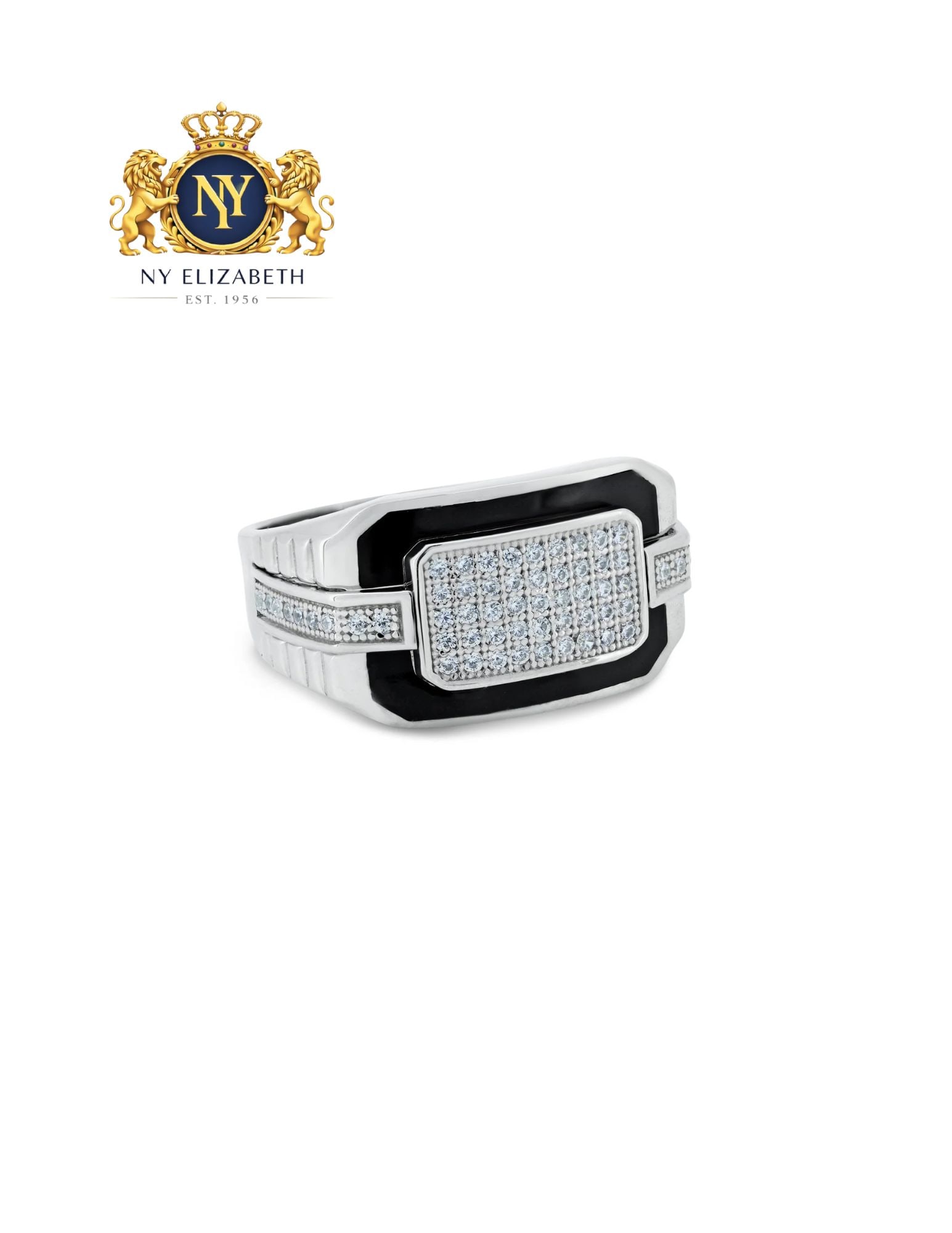 RHODIUM PLATED 925 STERLING SILVER MOISSANITE OR CUBIC ZIRCONIA MEN'S RING: Rhodium Plated 925 Sterling Silver Moissanite or Cubic Zirconia Men's Ring Metal: 925 Sterling Silver Plating: Nickel Free Rhodium Plated Stone: Cubic Zirconia Ring Size:: 11 US Accessories: None N