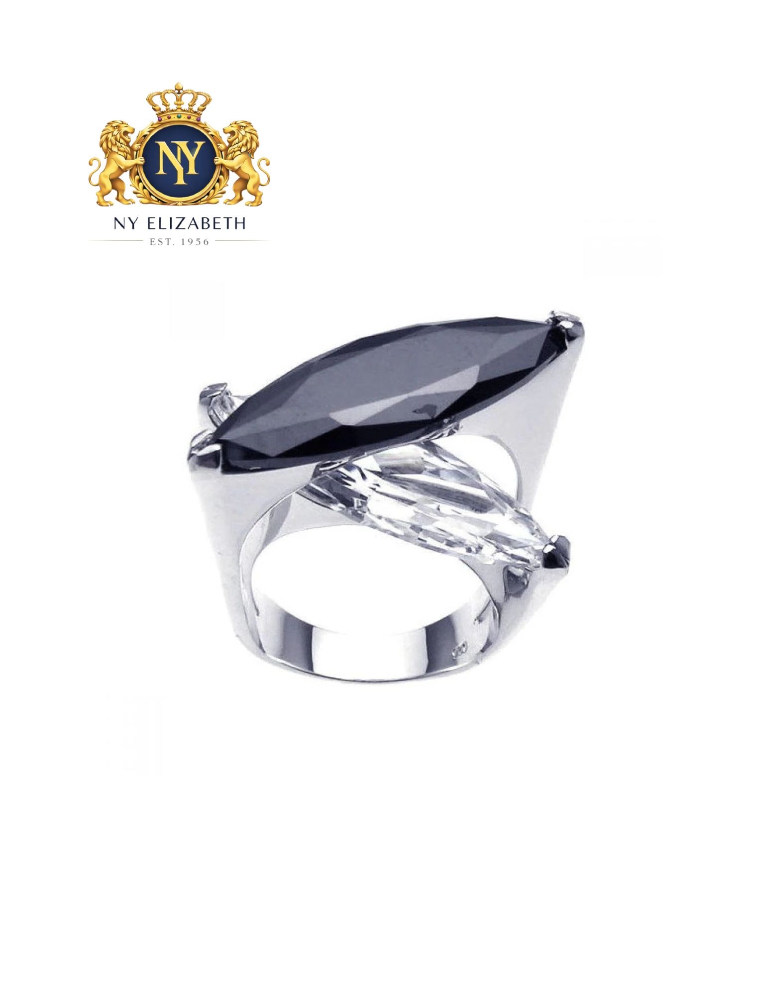 CLEARANCE-SILVER 925 RHODIUM PLATED BLACK AND CLEAR RING: Clearance-Silver 925 Rhodium Plated Black and Clear CZ Ring Metal: 925 Sterling Silver Plating: Nickel Free Rhodium Plated Stone: Clear and black cubic zirconia stones Ring Size:: 5 US Accessories: No